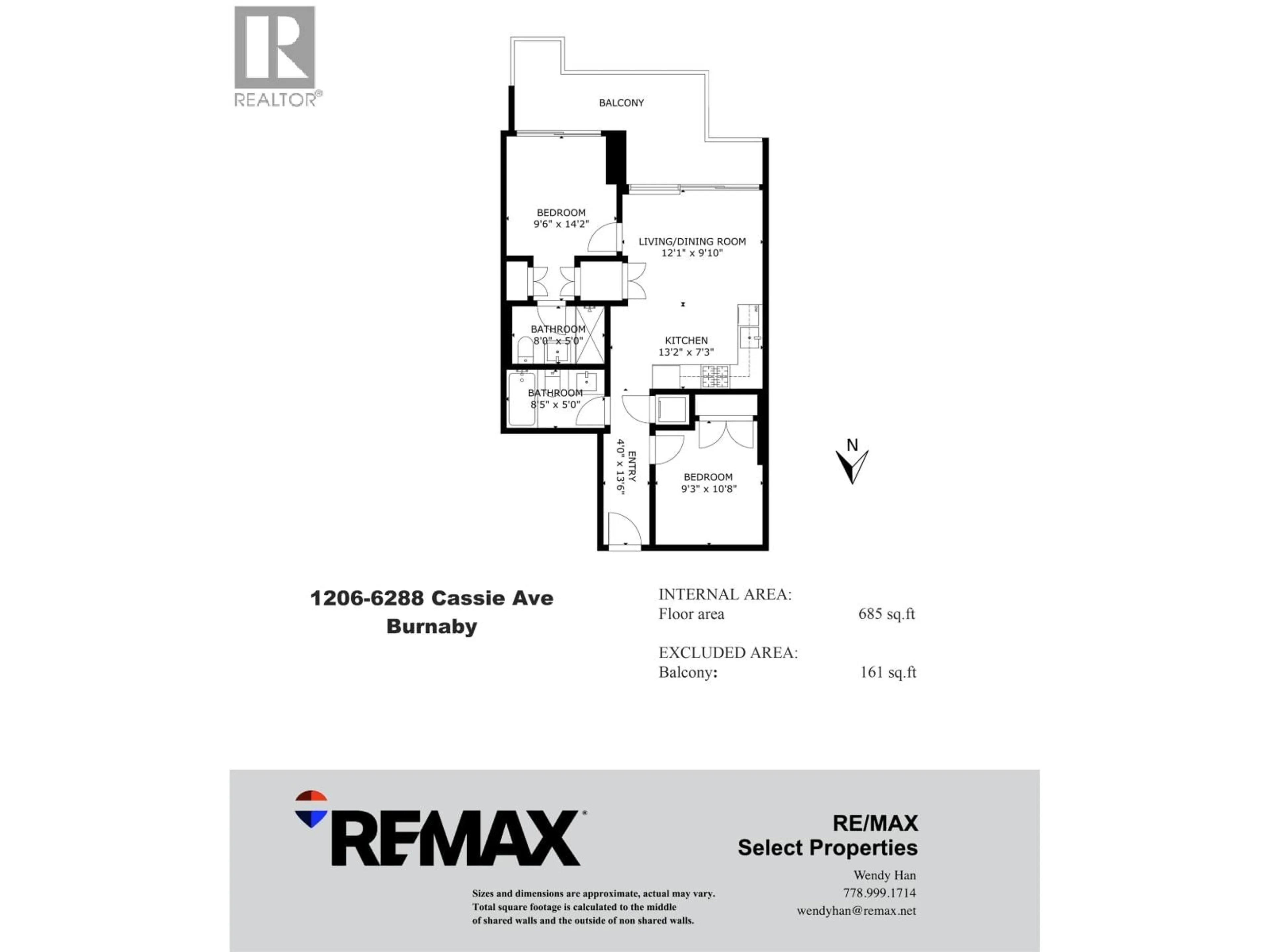 Floor plan for 1206 - 6288 CASSIE AVENUE, Burnaby British Columbia V5H0H7