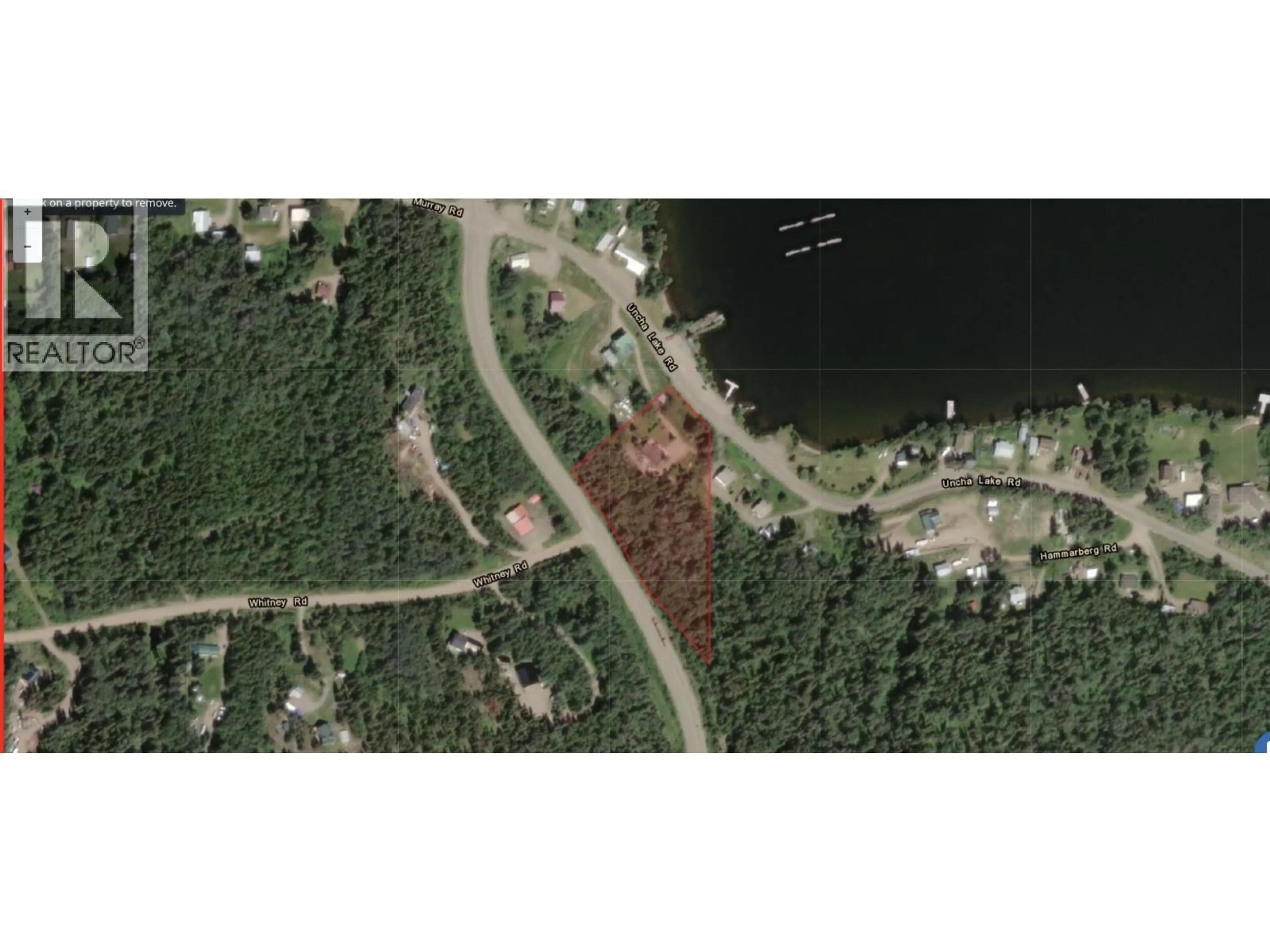 A pic from outside/outdoor area/front of a property/back of a property/a pic from drone, water/lake/river/ocean view for 1347 UNCHA LAKE ROAD, South Francois British Columbia V0J2P0