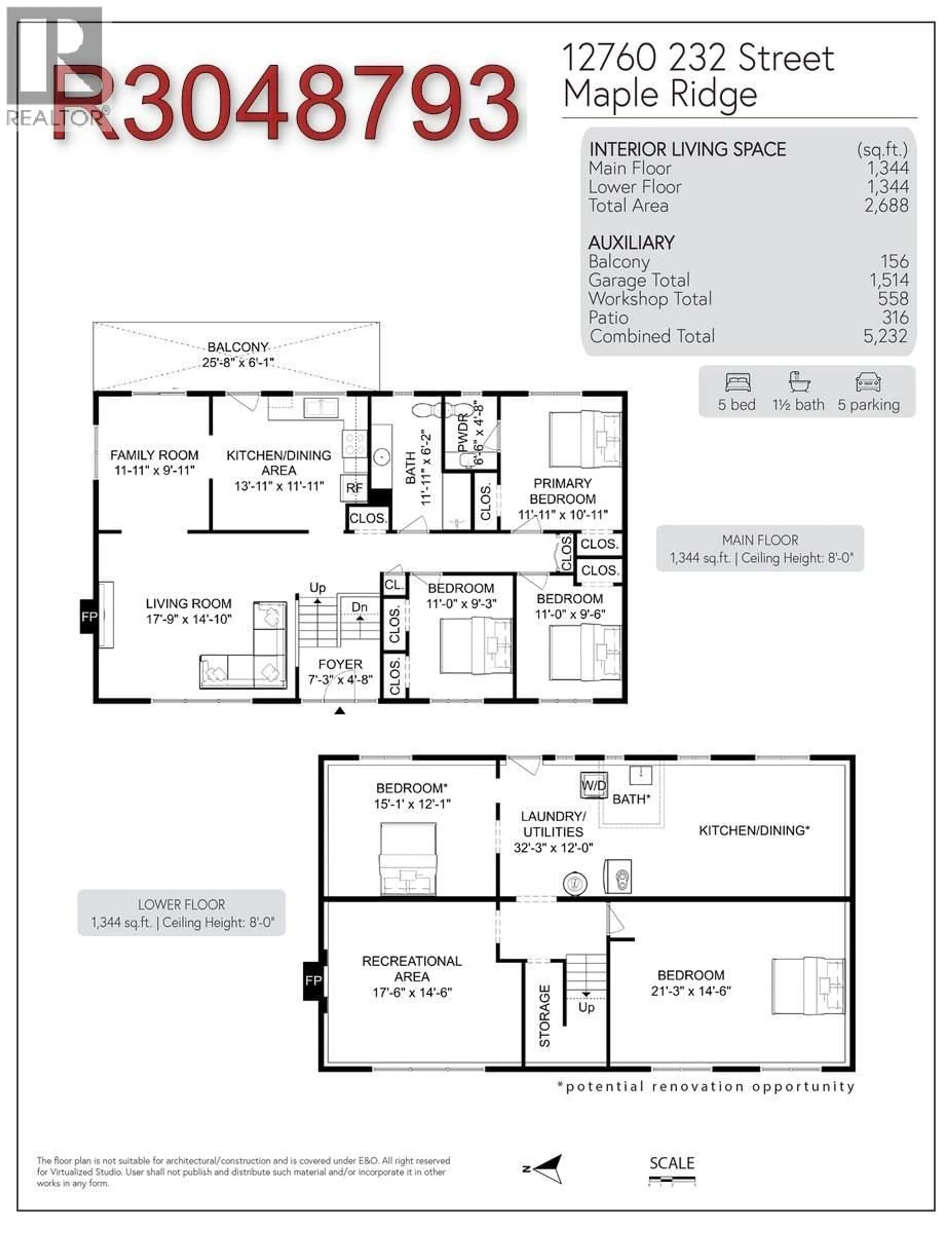Floor plan for 12760 232 STREET, Maple Ridge British Columbia V2X6T8