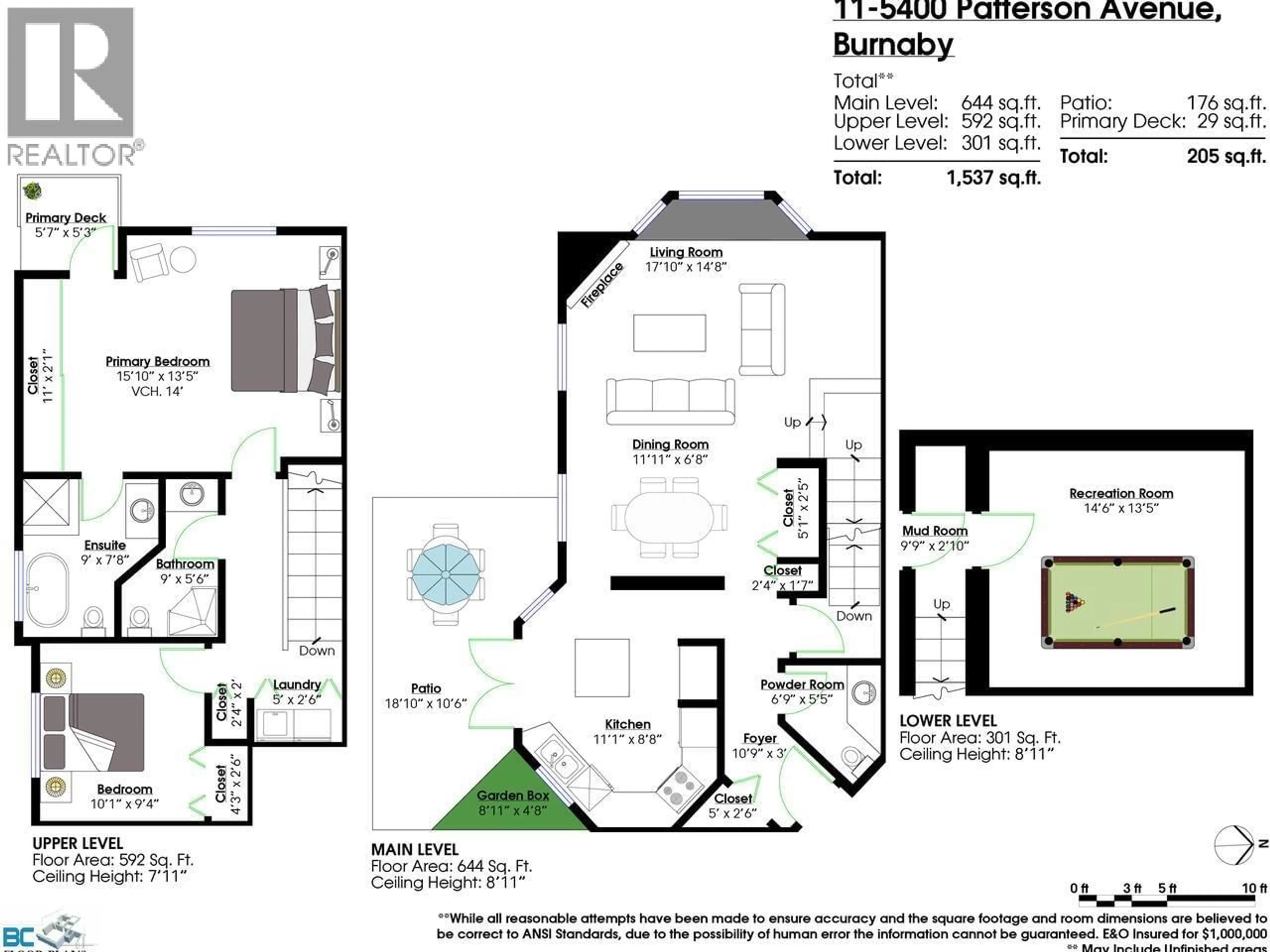 Floor plan for 11 - 5400 PATTERSON AVENUE, Burnaby British Columbia V5H2M5