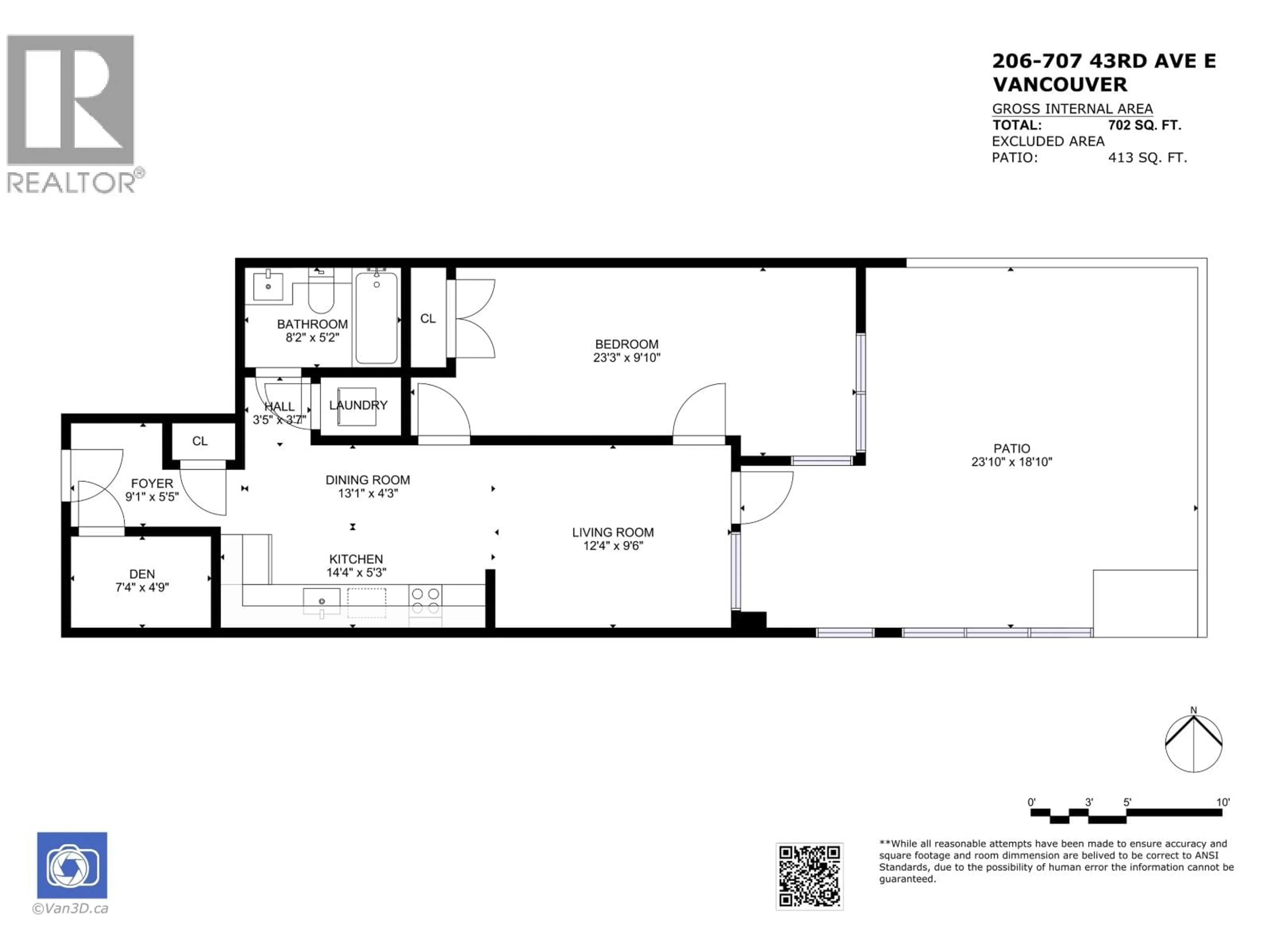 Floor plan for 206 - 707 43RD AVENUE, Vancouver British Columbia V5W0C1
