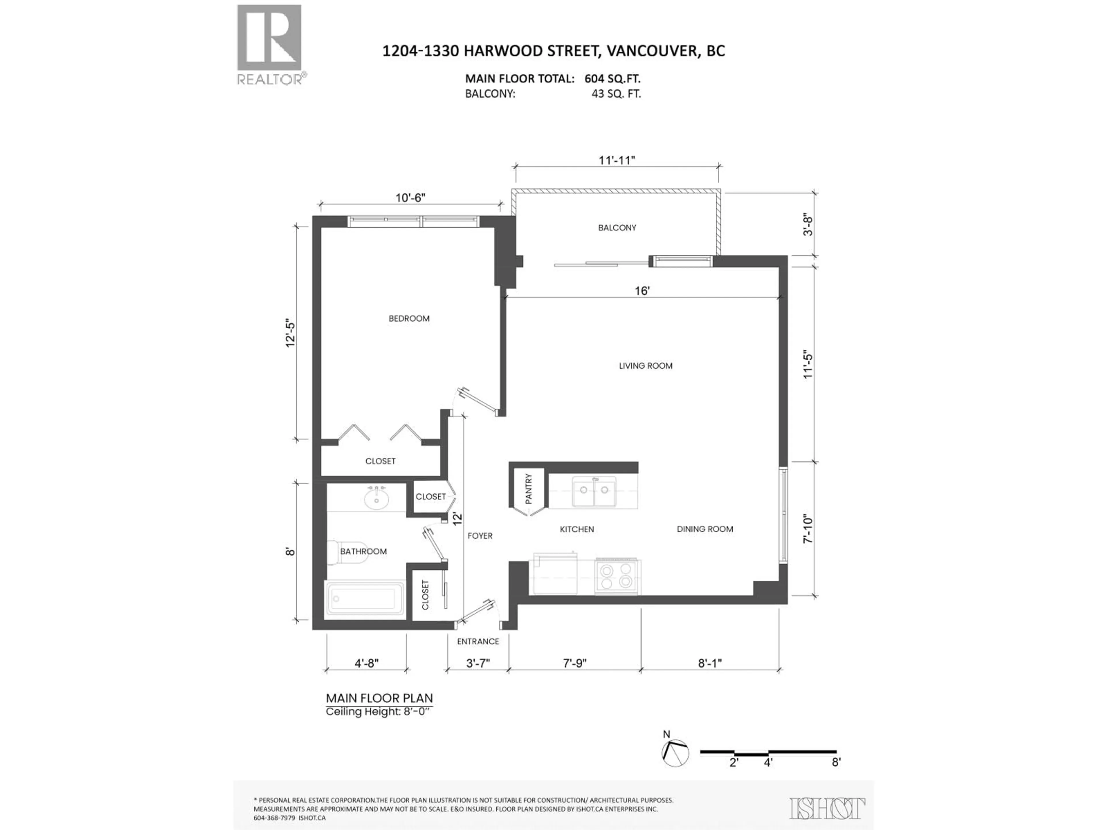 Floor plan for 1204 - 1330 HARWOOD STREET, Vancouver British Columbia V6E1S8
