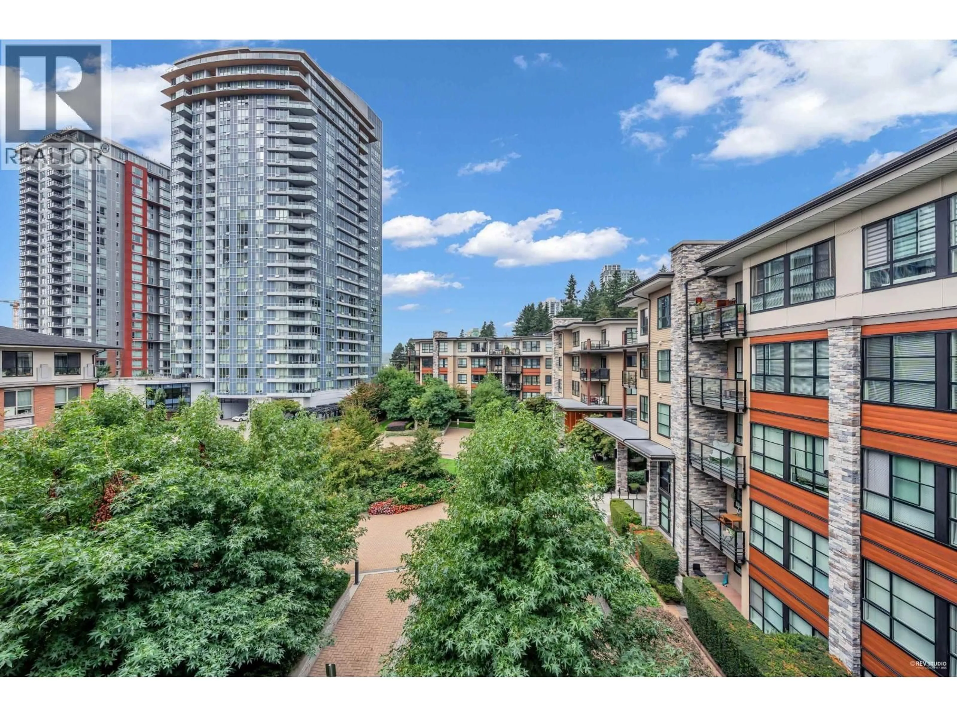 A pic from outside/outdoor area/front of a property/back of a property/a pic from drone, city buildings view from balcony for 411 - 1152 WINDSOR MEWS, Coquitlam British Columbia V3B0N1