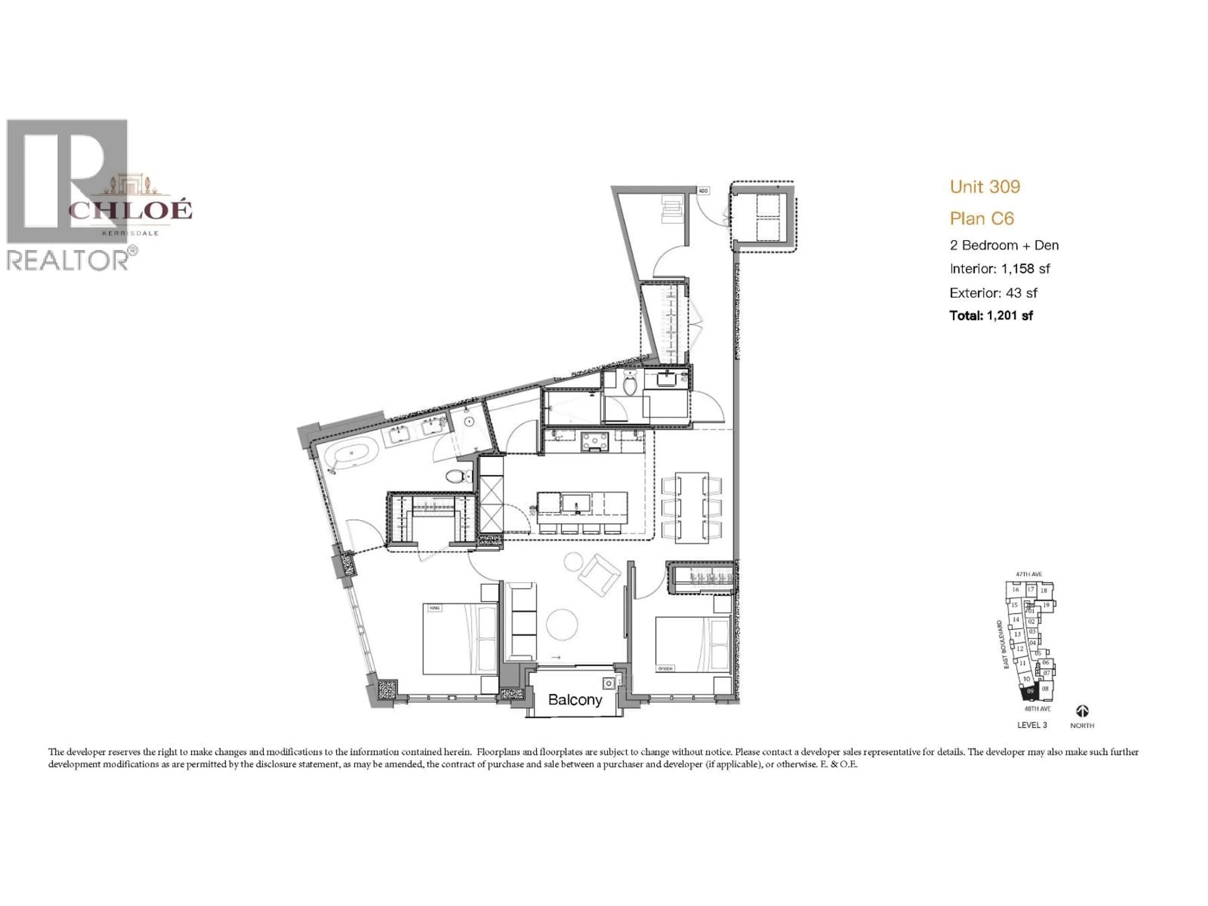 Floor plan for 309 - 2096 47TH AVENUE, Vancouver British Columbia V6M0E5