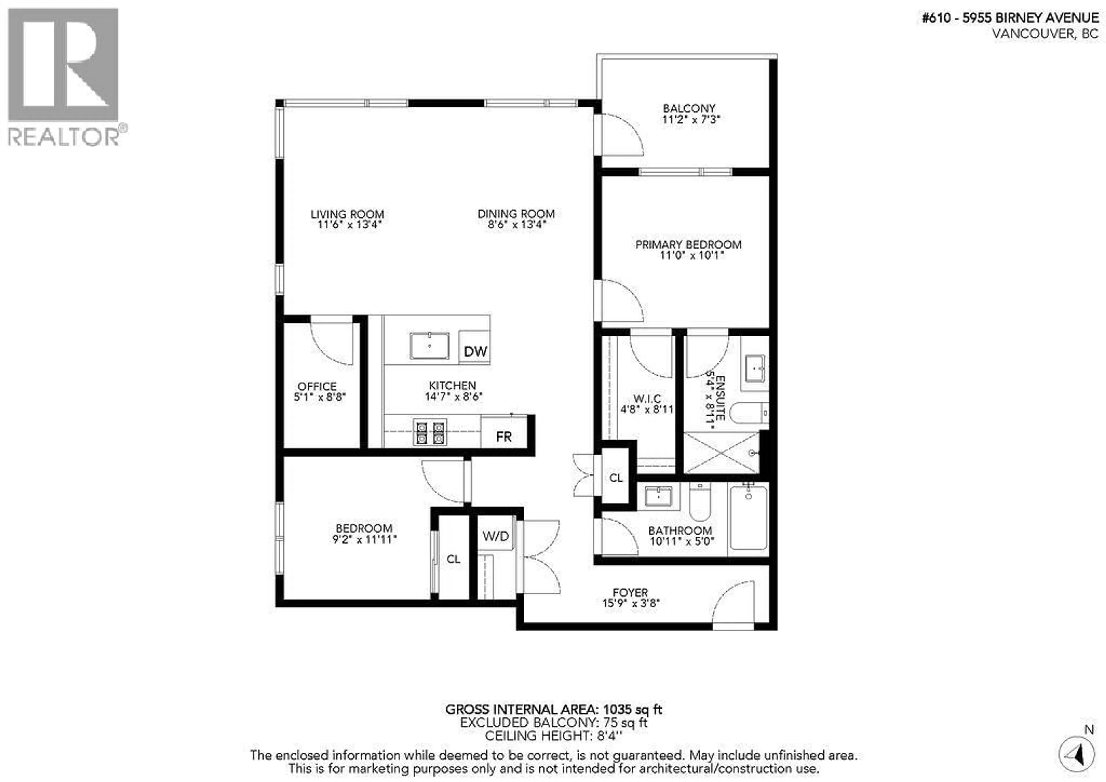 Floor plan for 610 - 5955 BIRNEY AVENUE, Vancouver British Columbia V6S0C5