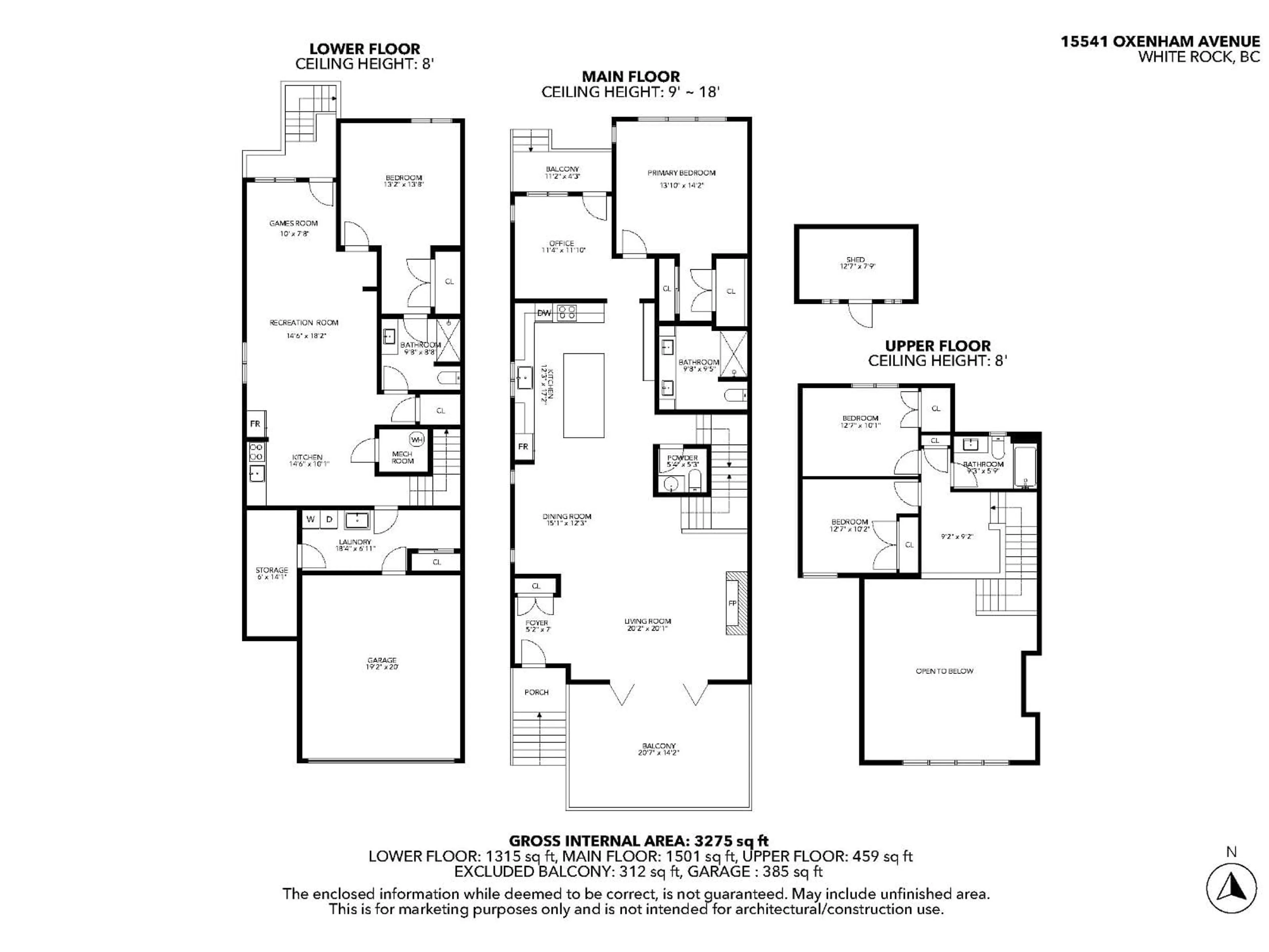 Floor plan for 15541 OXENHAM, White Rock British Columbia V4B2J2