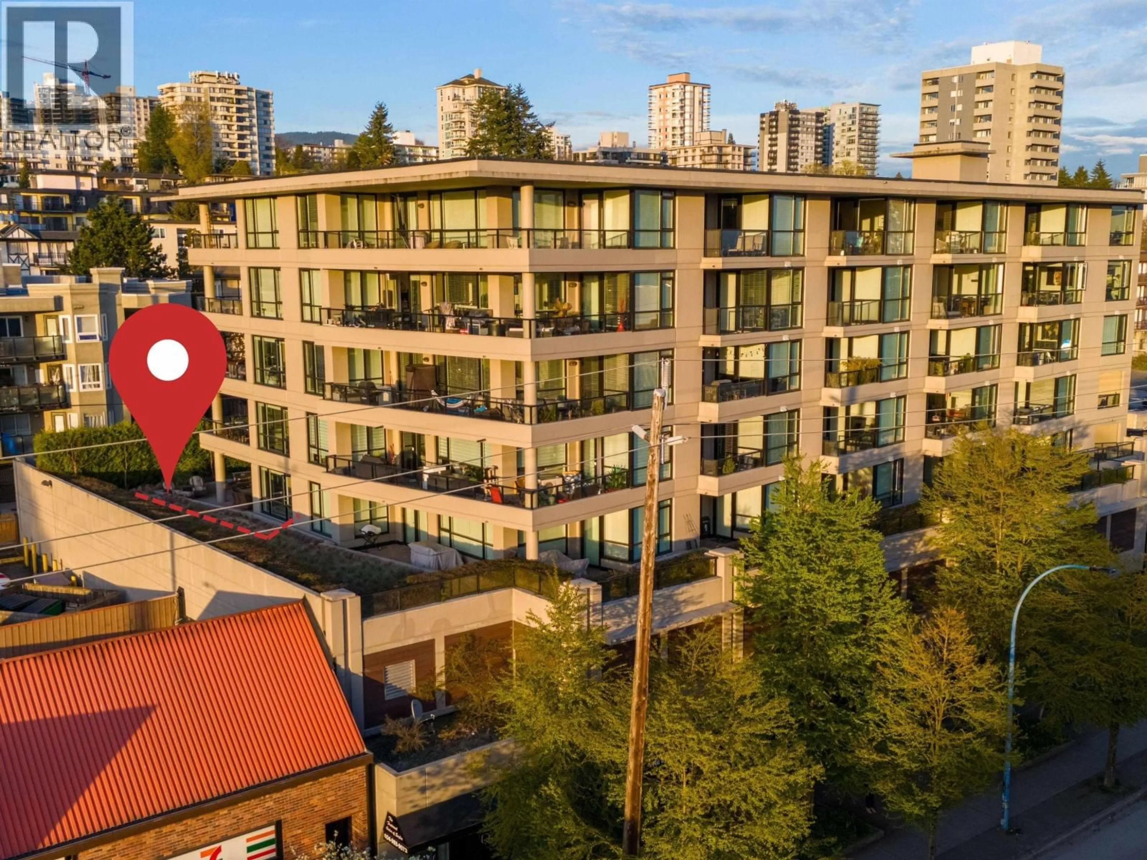 A pic from outside/outdoor area/front of a property/back of a property/a pic from drone, city buildings view from balcony for 308 - 160 3RD STREET, North Vancouver British Columbia V7M0A9