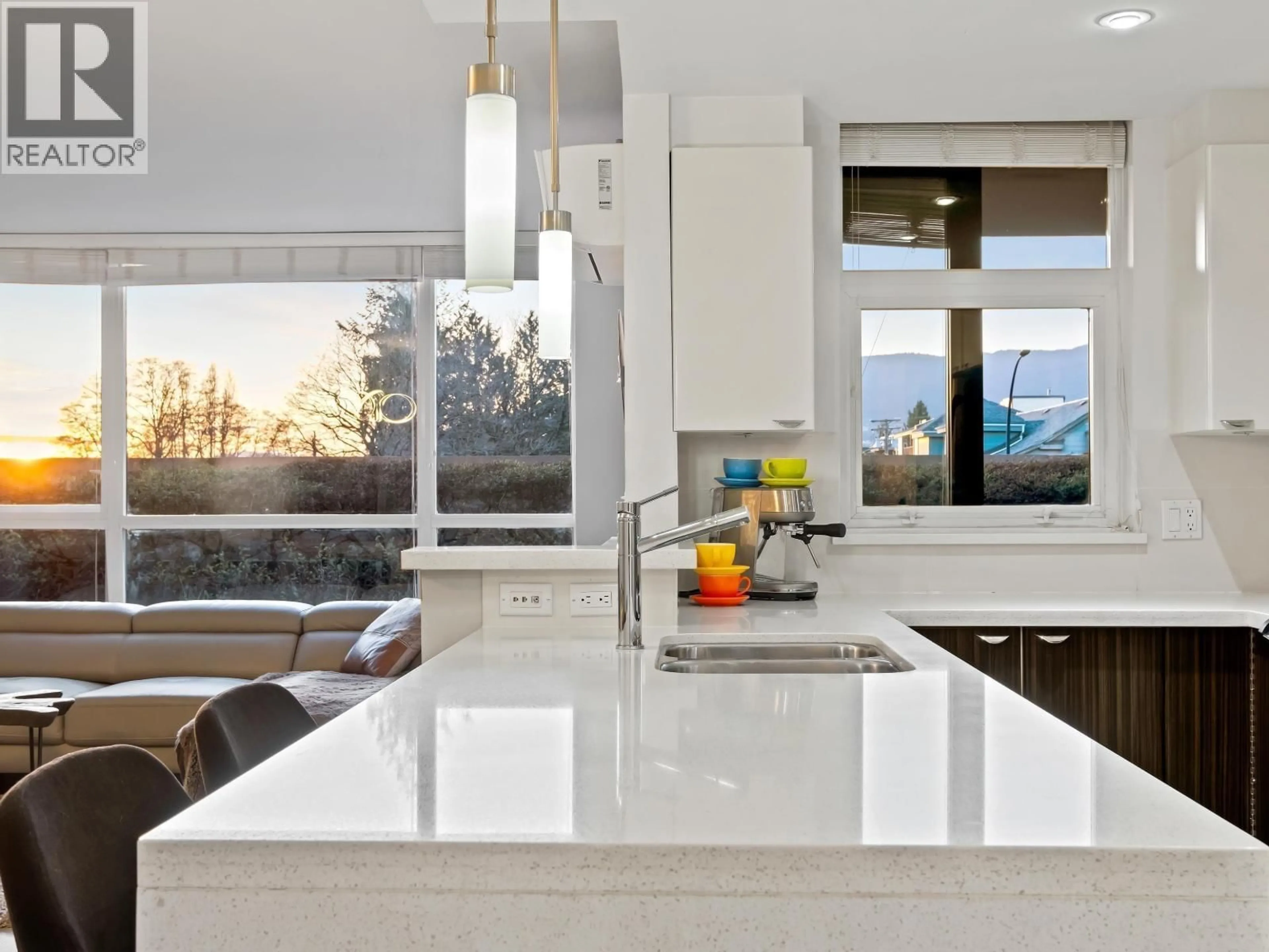 Contemporary kitchen, ceramic/tile floor for 308 - 160 3RD STREET, North Vancouver British Columbia V7M0A9