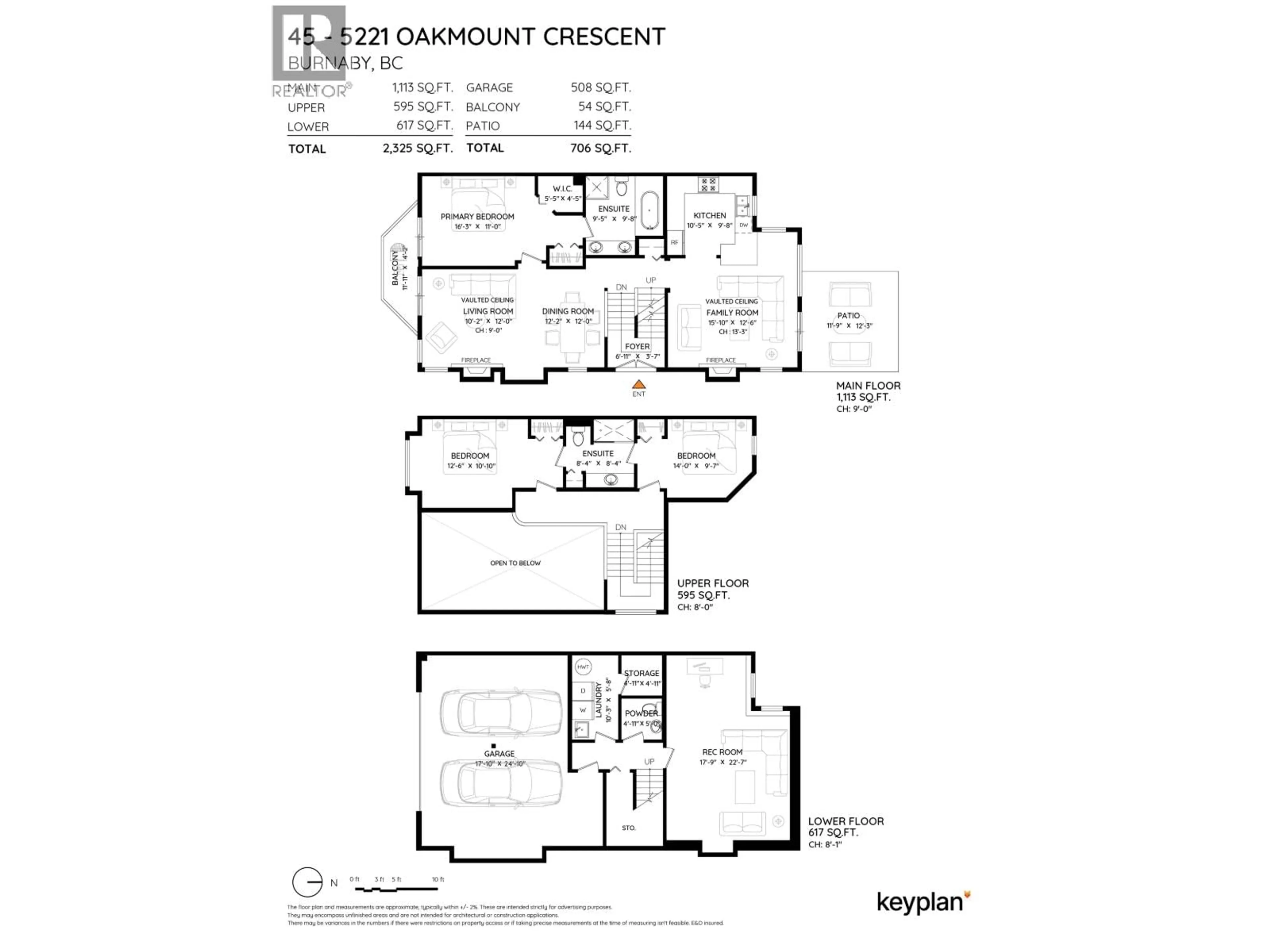 Floor plan for 45 - 5221 OAKMOUNT CRESCENT, Burnaby British Columbia V5H4R4