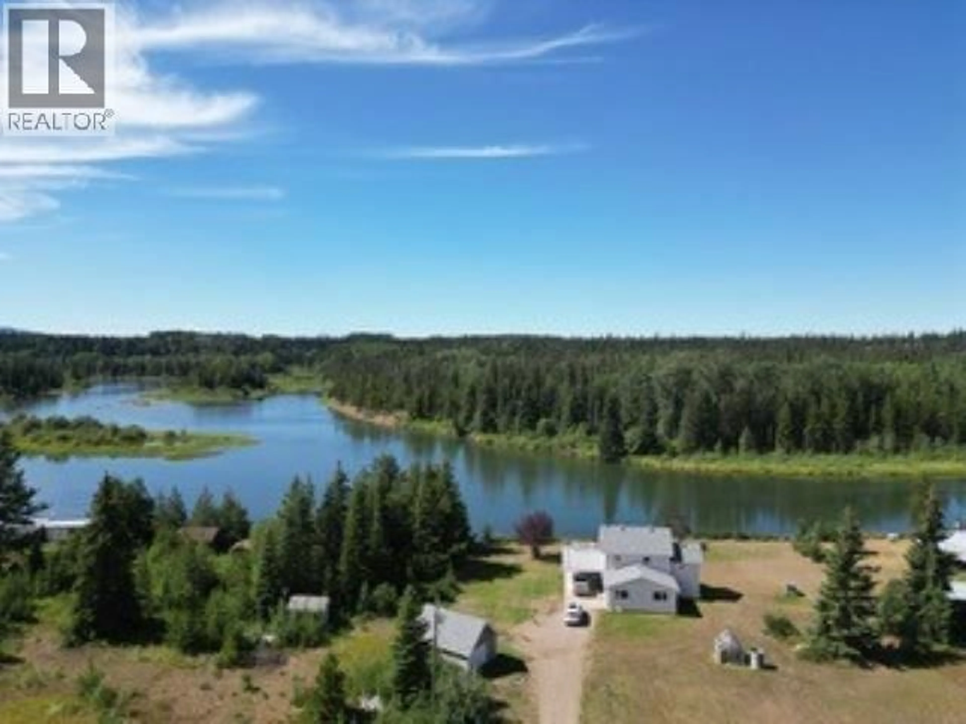 A pic from outside/outdoor area/front of a property/back of a property/a pic from drone, water/lake/river/ocean view for 5363 HORN ROAD, Vanderhoof British Columbia V0J1N0