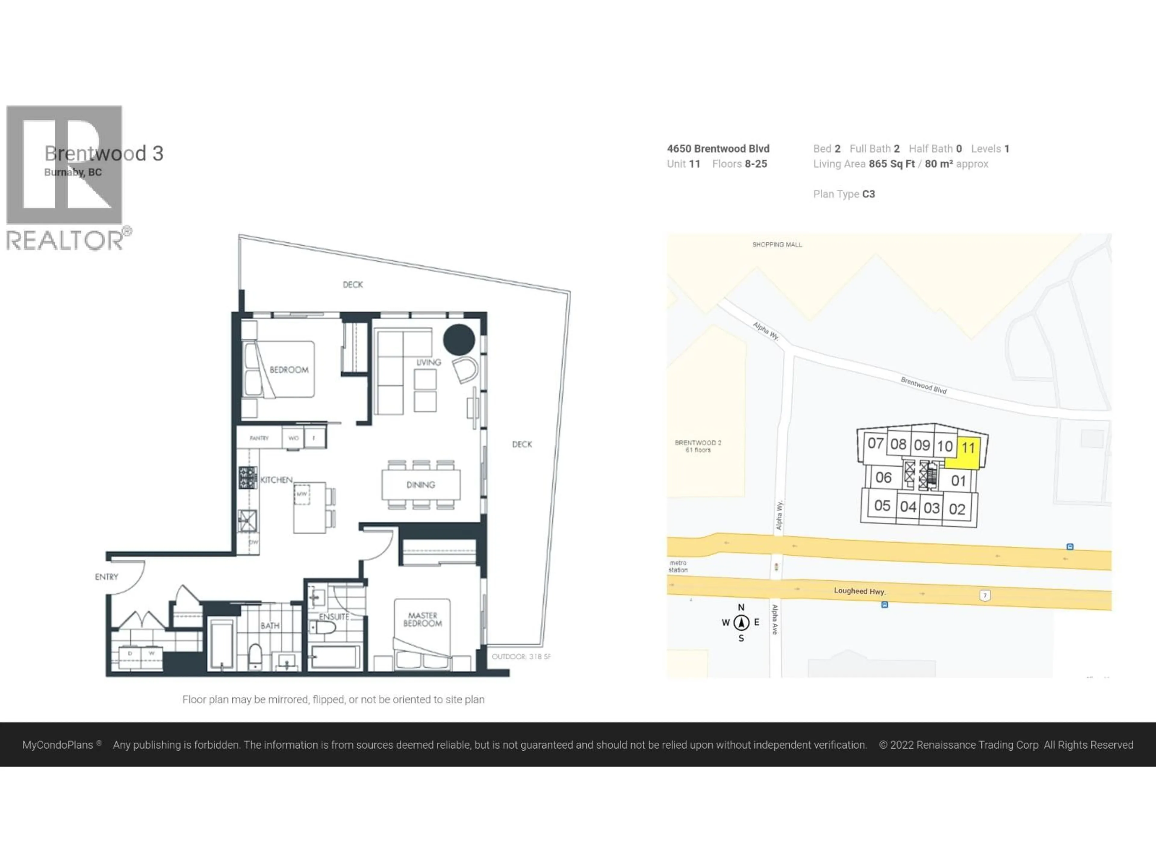 Floor plan for 2111 - 4650 BRENTWOOD BOULEVARD, Burnaby British Columbia V5C0M3
