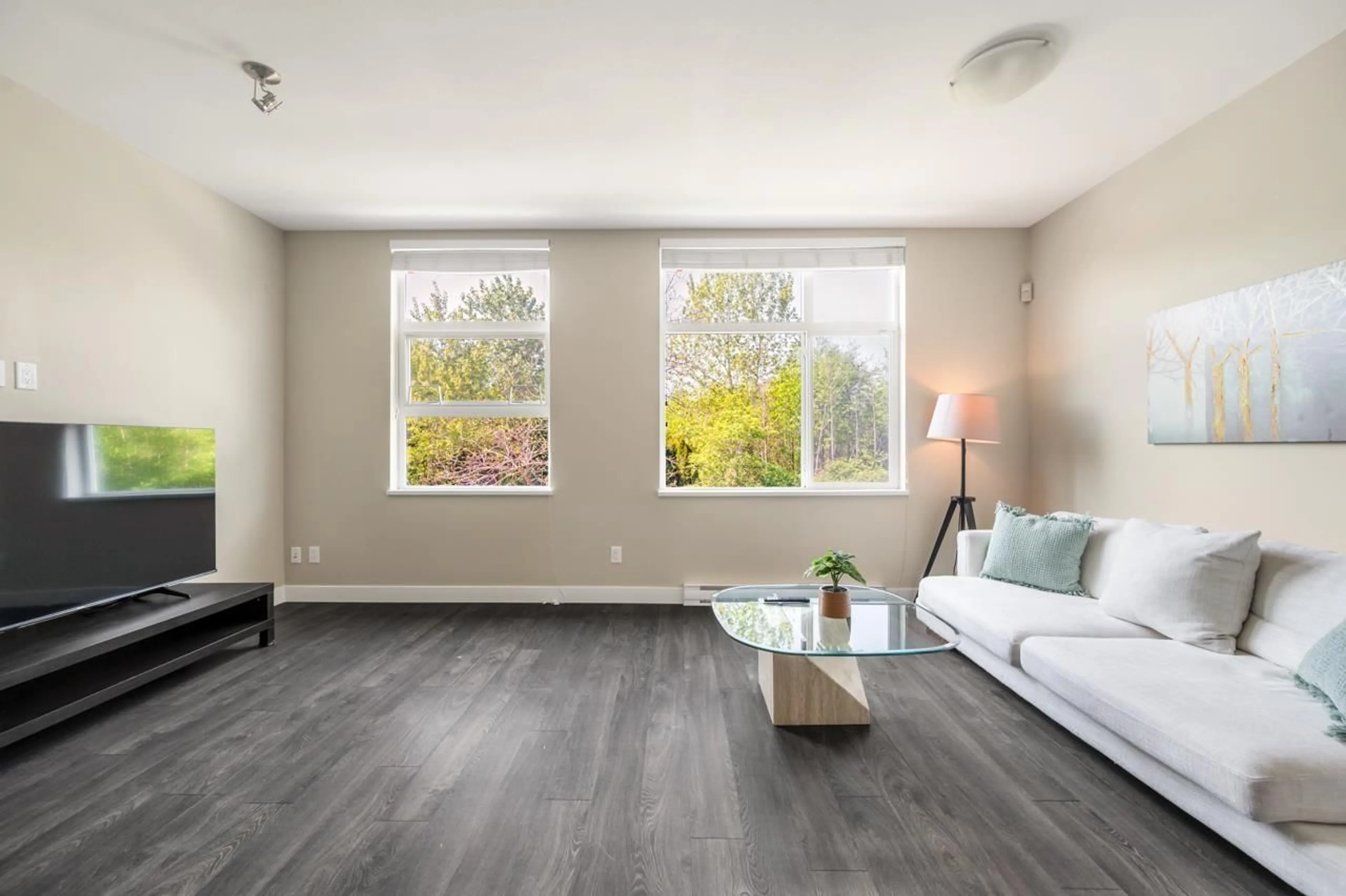 Living room with furniture, wood/laminate floor for 113 - 2228 162, Surrey British Columbia V3Z6P4