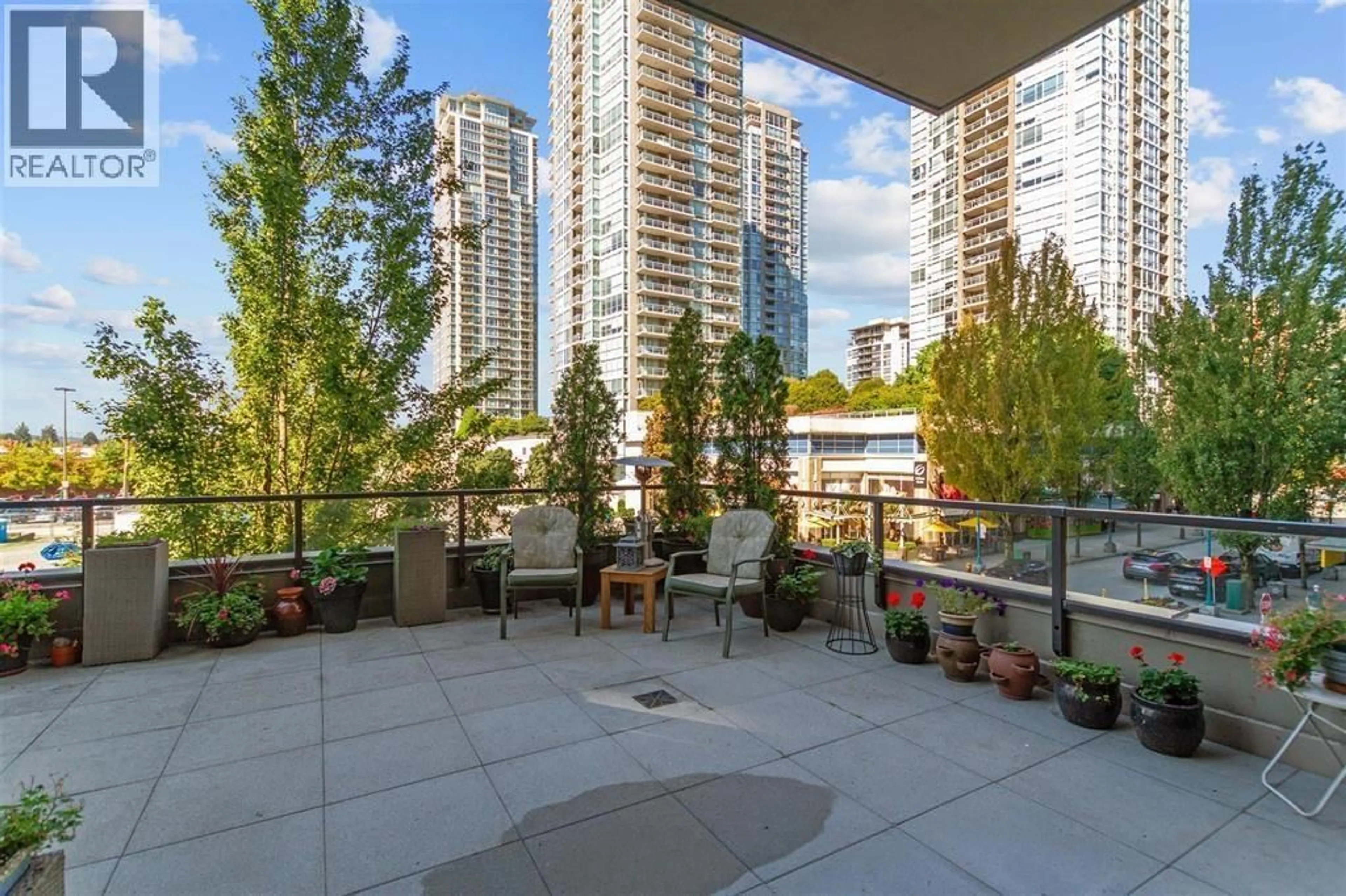 Patio, city buildings view from balcony for 301 - 2980 ATLANTIC AVENUE, Coquitlam British Columbia V3B0G2