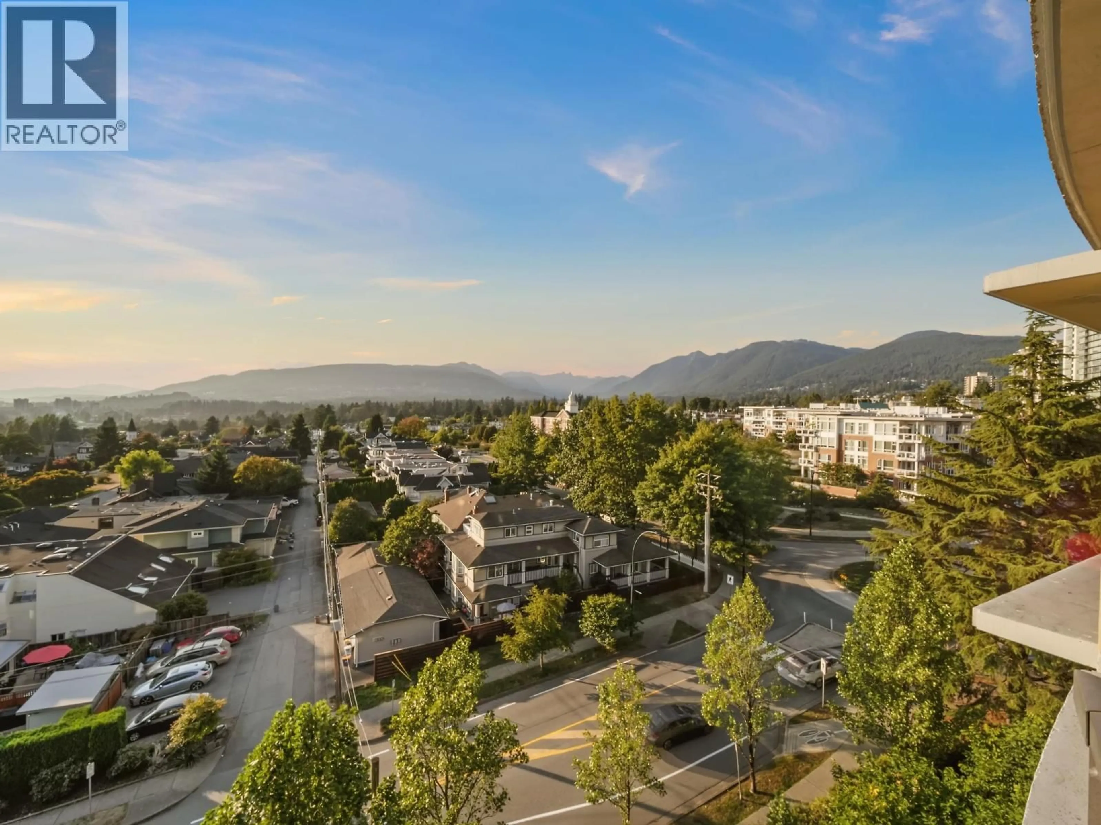 A pic from outside/outdoor area/front of a property/back of a property/a pic from drone, mountain view for 805 - 683 VICTORIA PARK, North Vancouver British Columbia V7M0A2