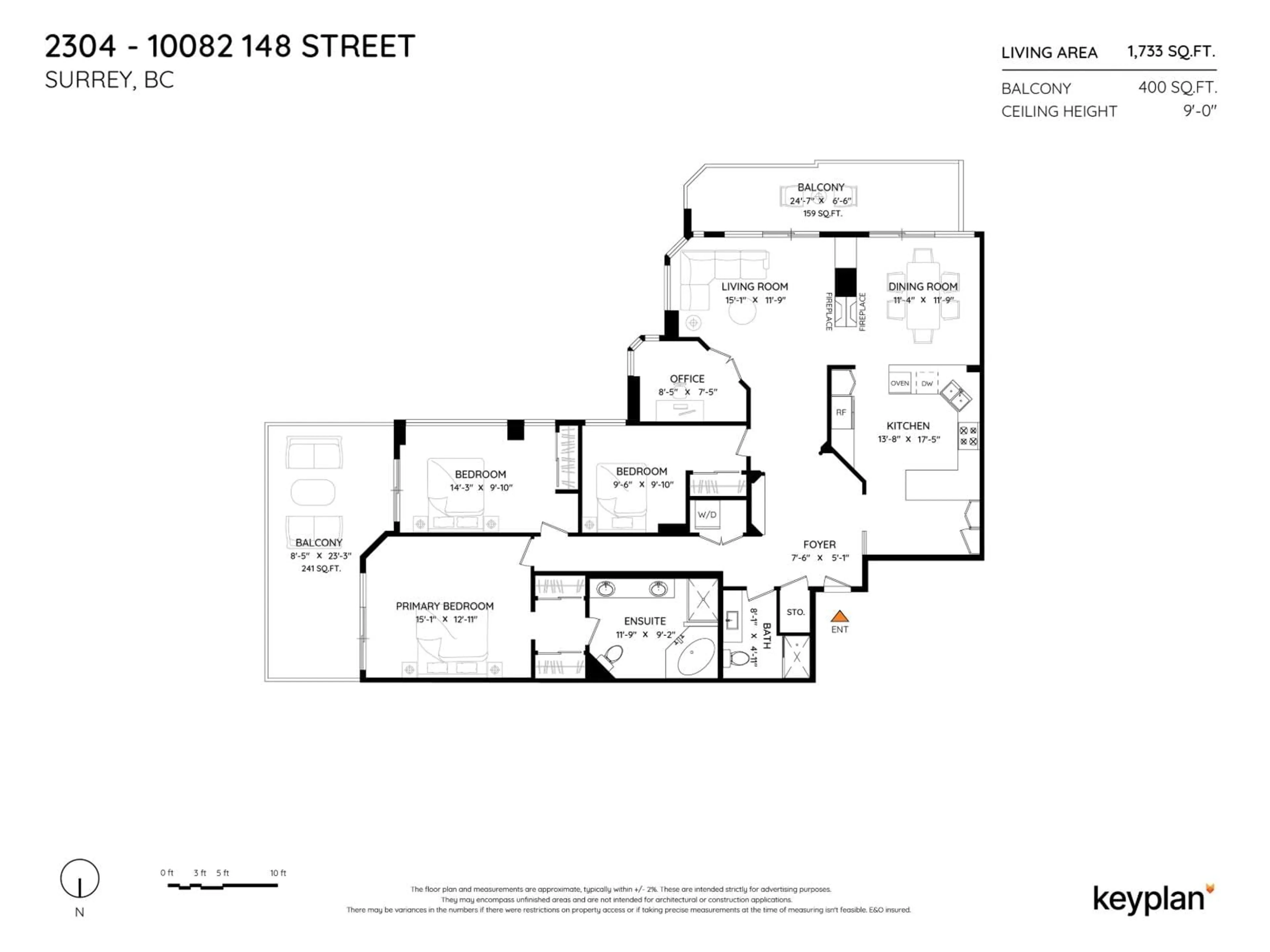 Floor plan for 2304 - 10082 148, Surrey British Columbia V3R0S3