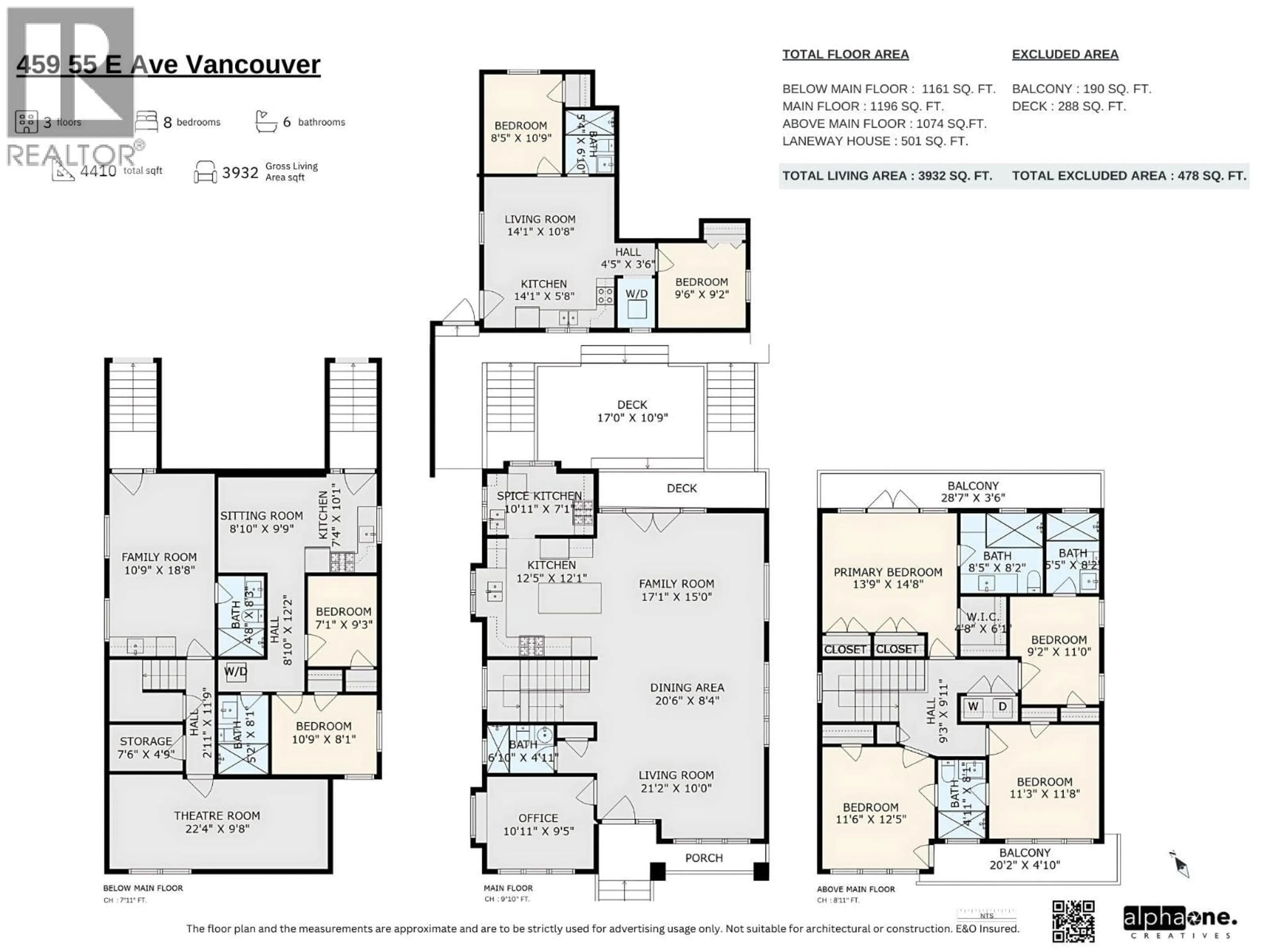 Floor plan for 459 55TH AVENUE, Vancouver British Columbia V5X1N3