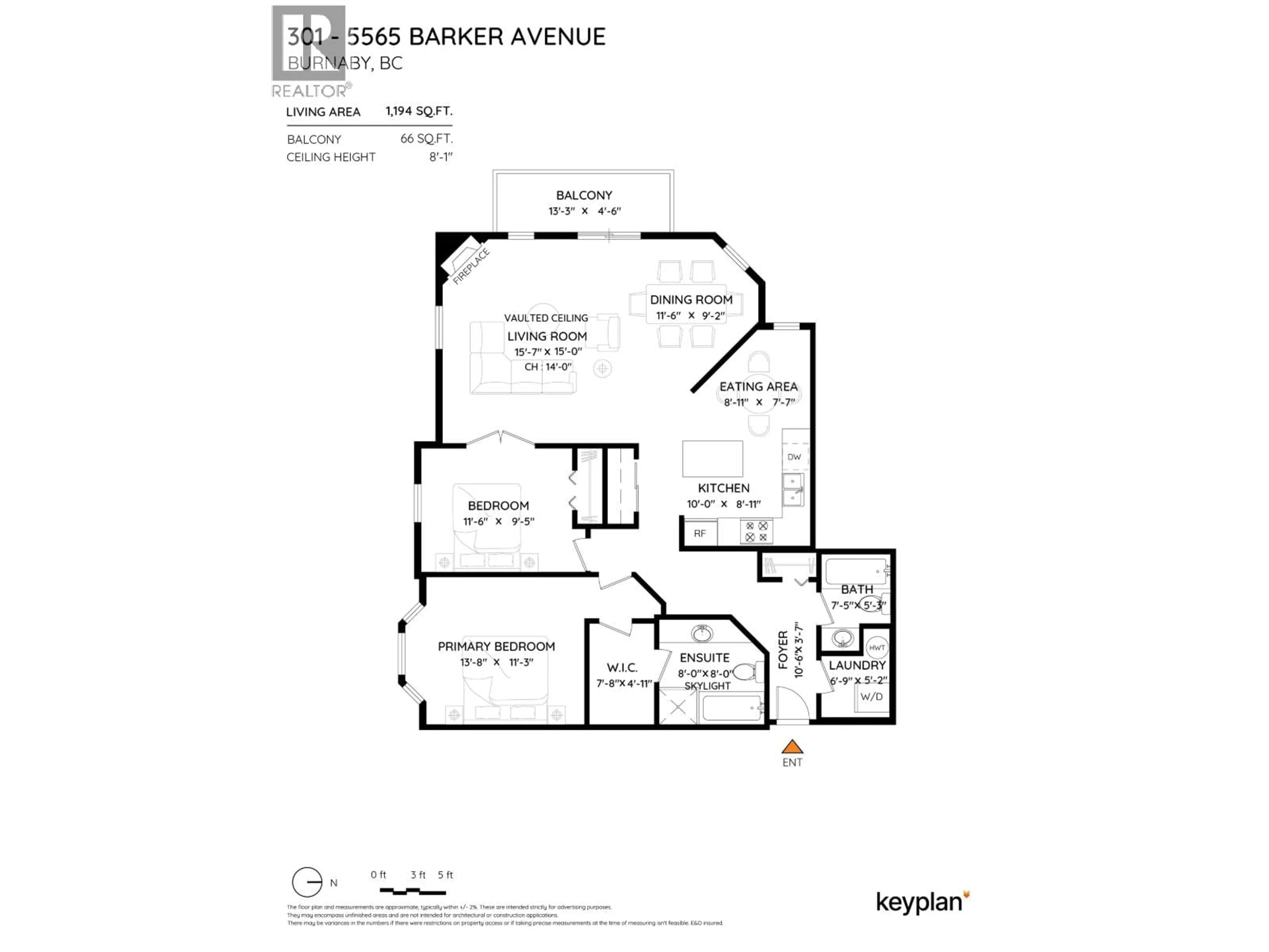 Floor plan for 301 - 5565 BARKER AVENUE, Burnaby British Columbia V5H2N8