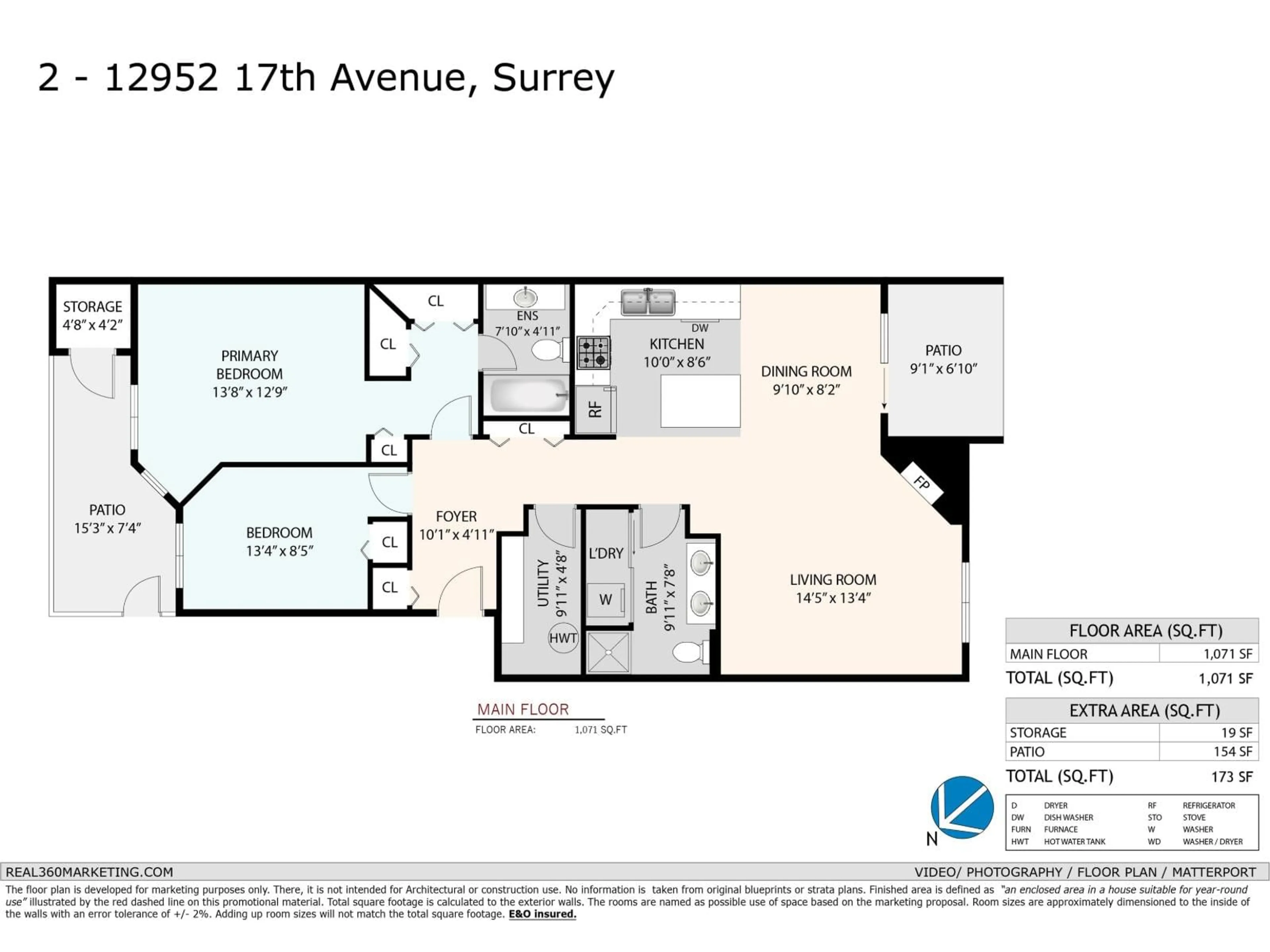 Floor plan for 2 - 12952 17, Surrey British Columbia V4A1T5
