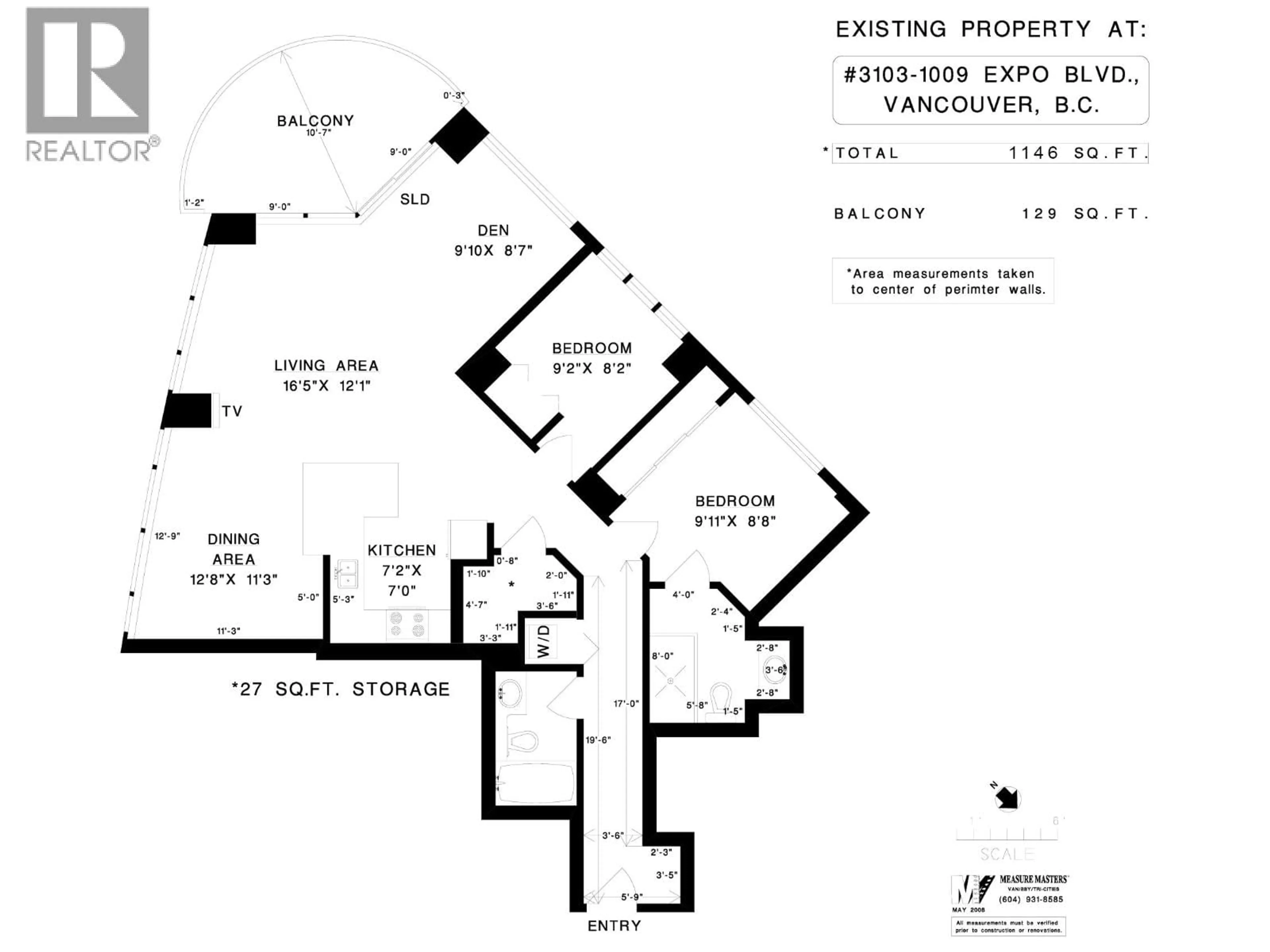 Floor plan for 3103 - 1009 EXPO BOULEVARD, Vancouver British Columbia V6Z2V9