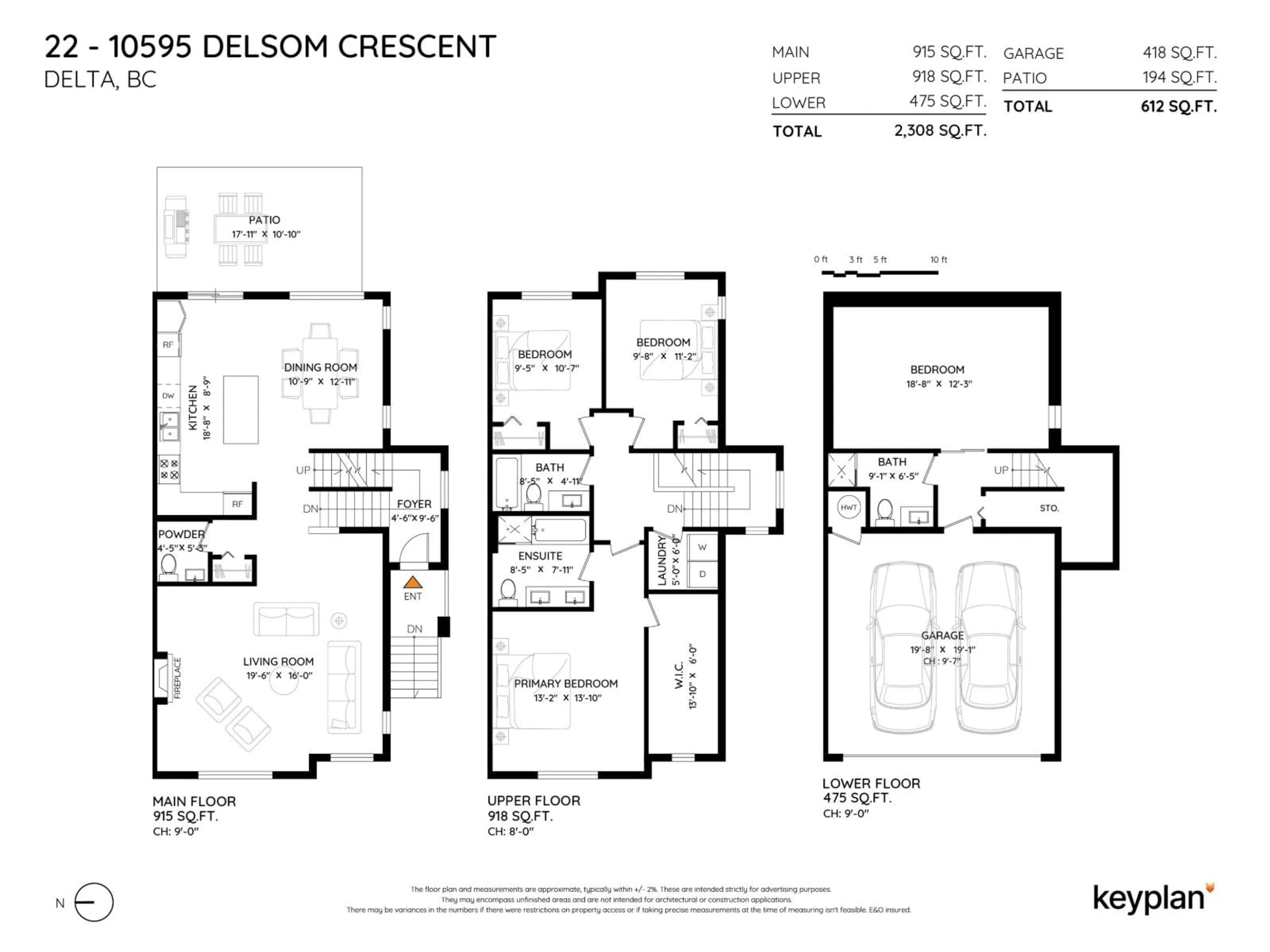 Floor plan for 22 - 10595 DELSOM, Delta British Columbia V4C0C2