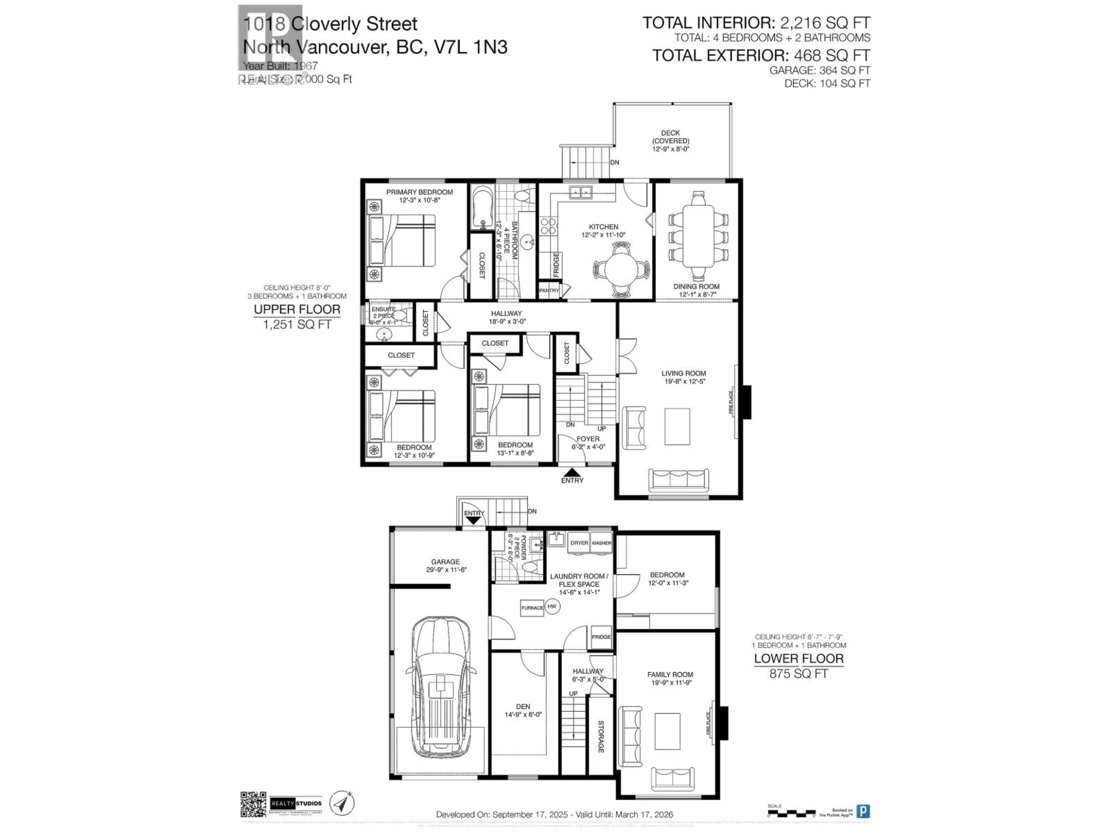 Floor plan for 1018 CLOVERLEY STREET, North Vancouver British Columbia V7L1N3
