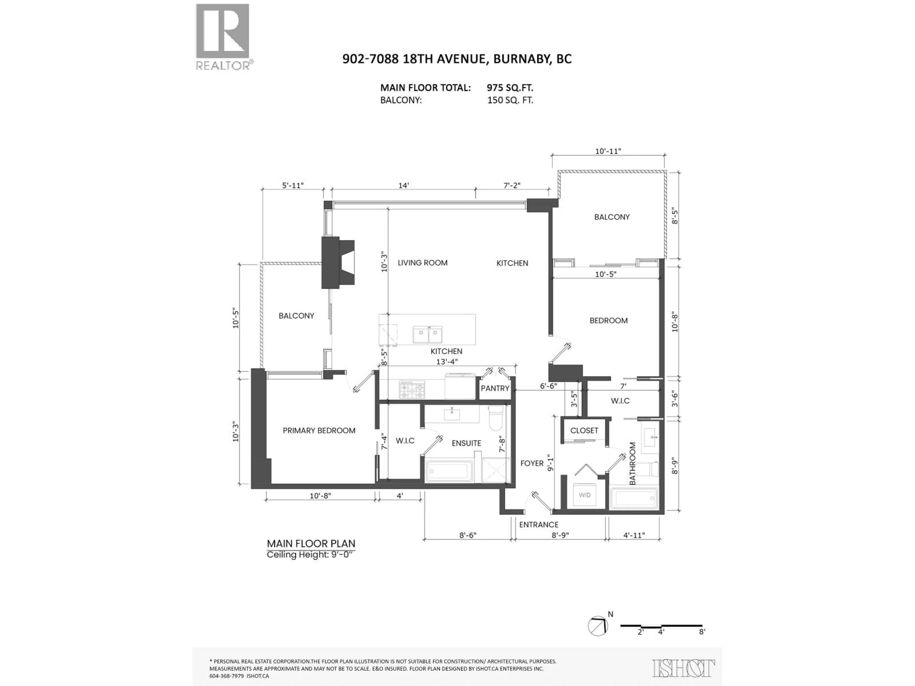 Floor plan for 902 - 7088 18TH AVENUE, Burnaby British Columbia V3N0A2