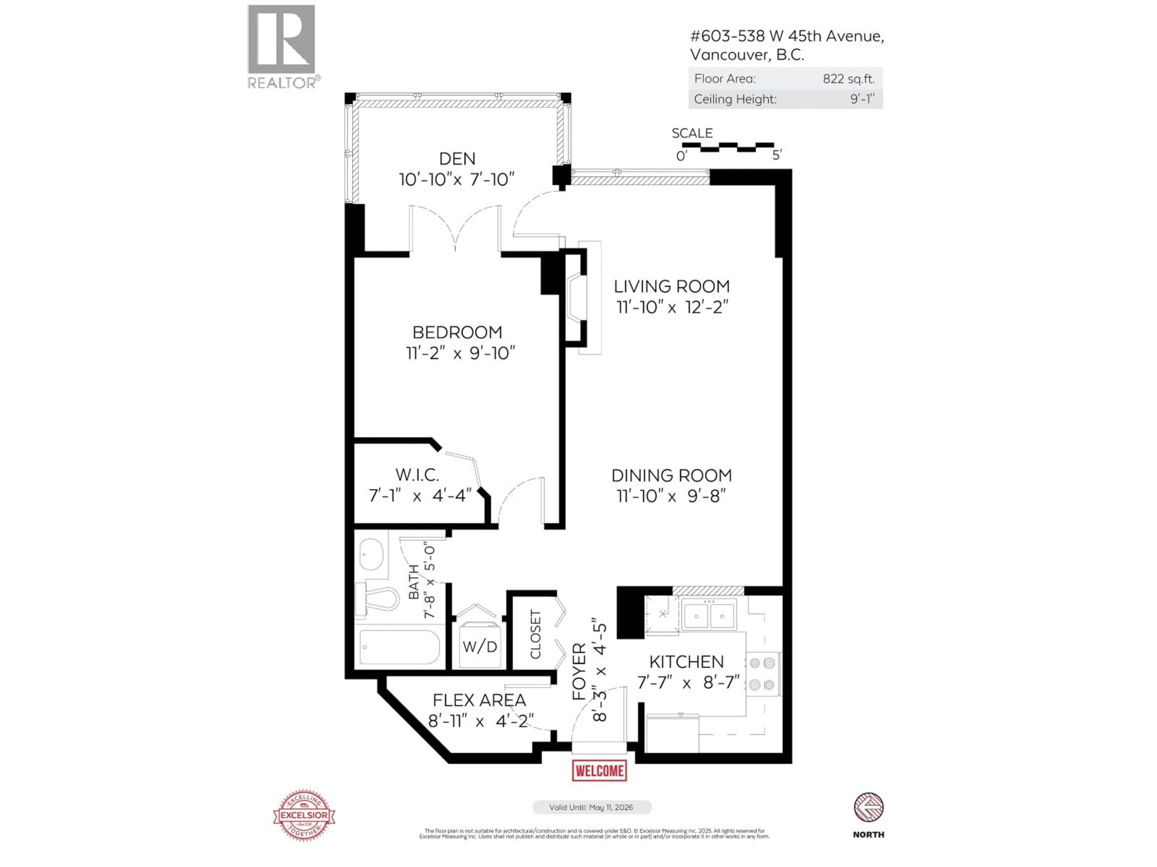Floor plan for 603 - 538 45TH AVENUE, Vancouver British Columbia V5Z4S3