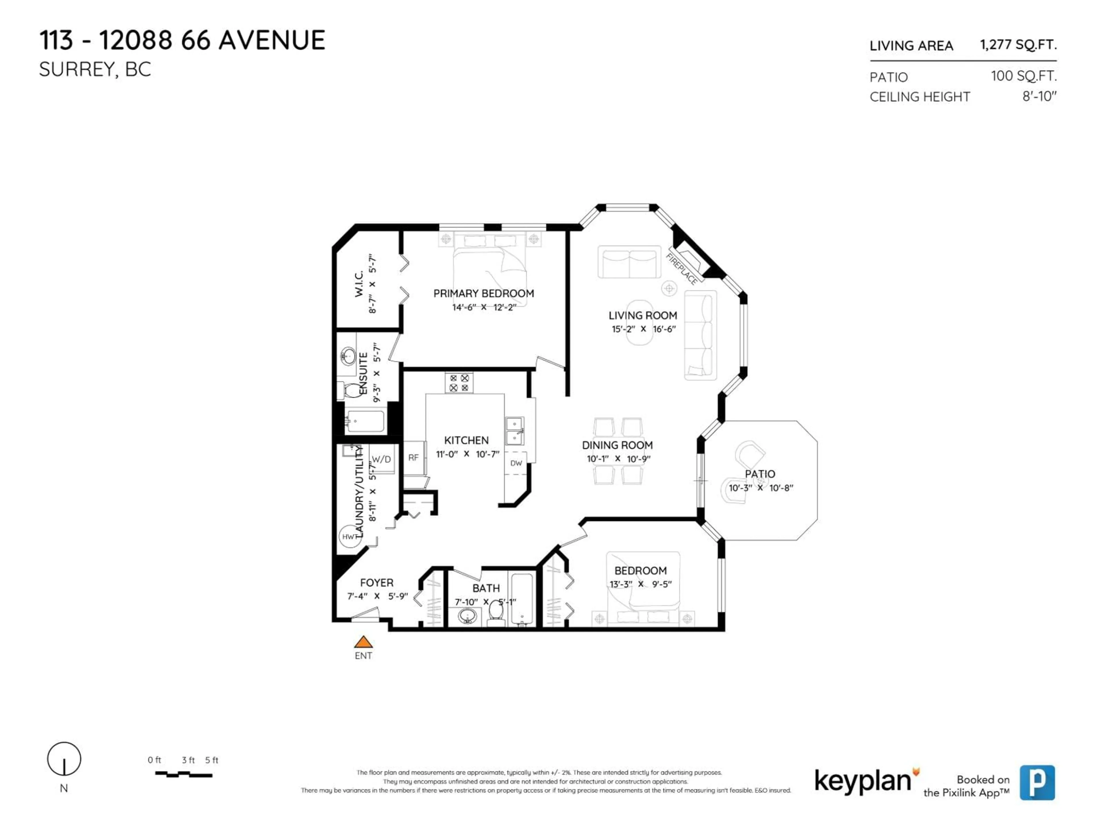 Floor plan for 113 - 12088 66, Surrey British Columbia V3W1Z9