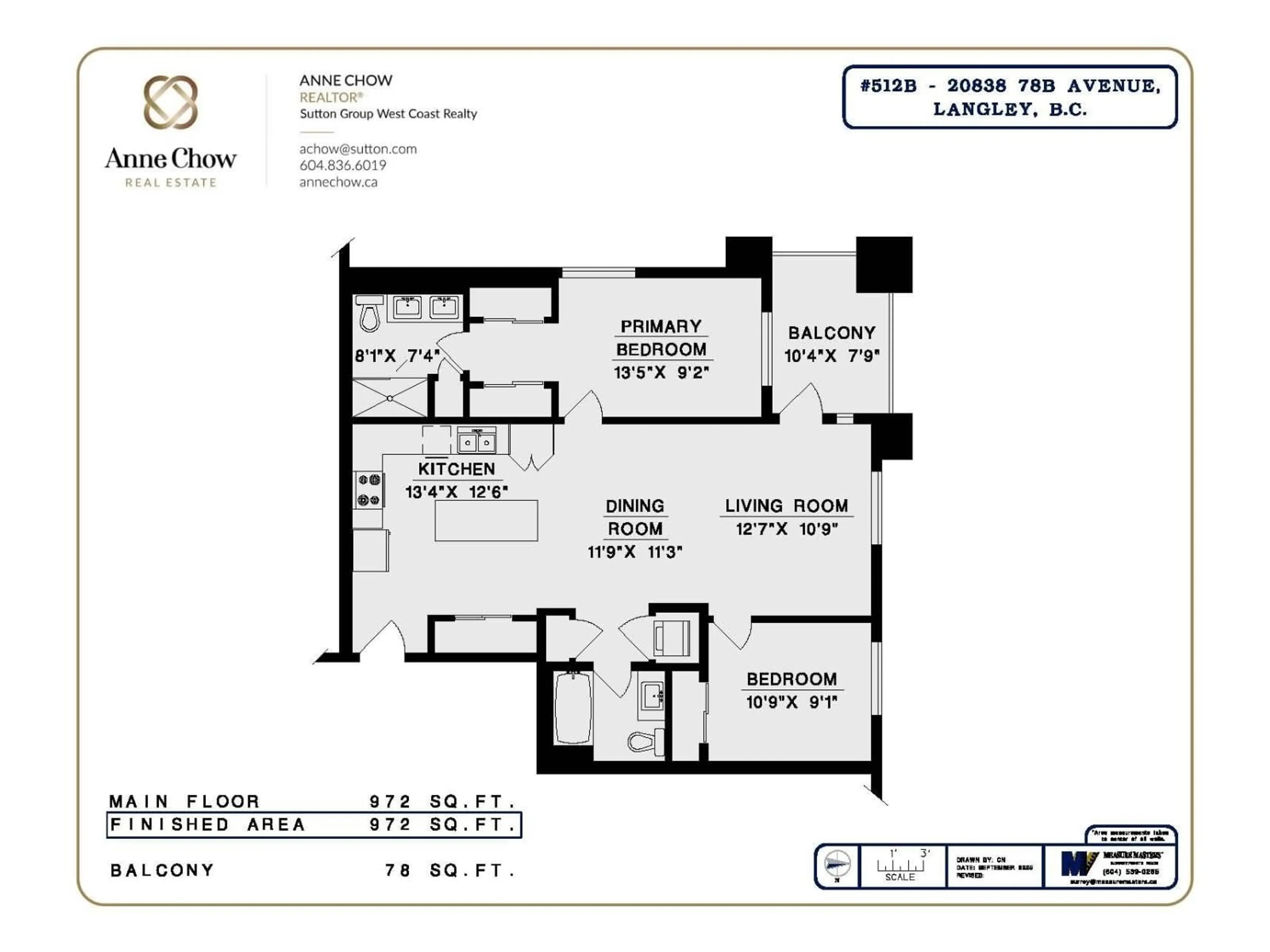 Floor plan for B512 - 20838 78B, Langley British Columbia V2Y3M2
