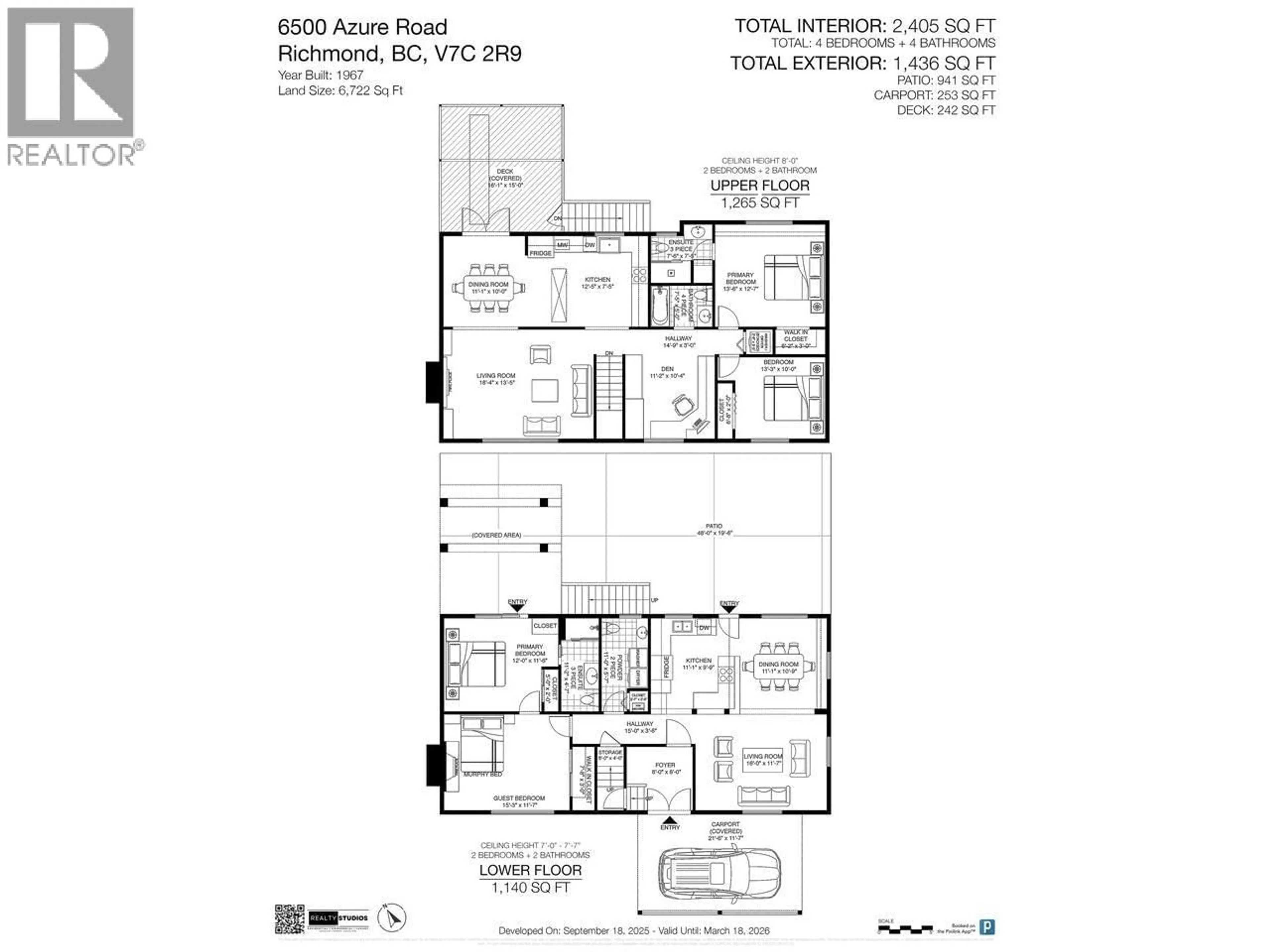 Floor plan for 6500 AZURE ROAD, Richmond British Columbia V7C2R9