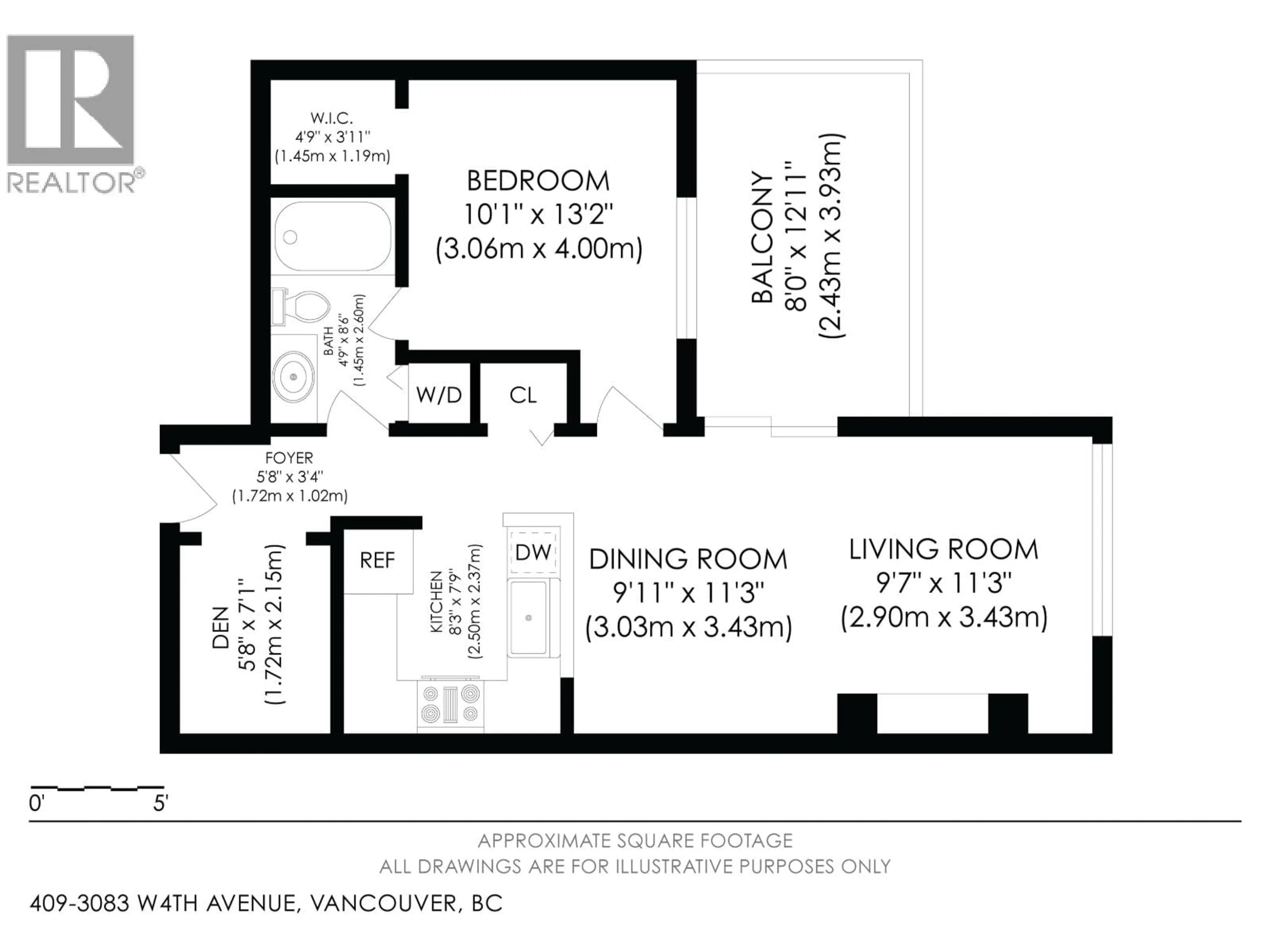 Floor plan for 409 - 3083 4TH AVENUE, Vancouver British Columbia V6K1R5