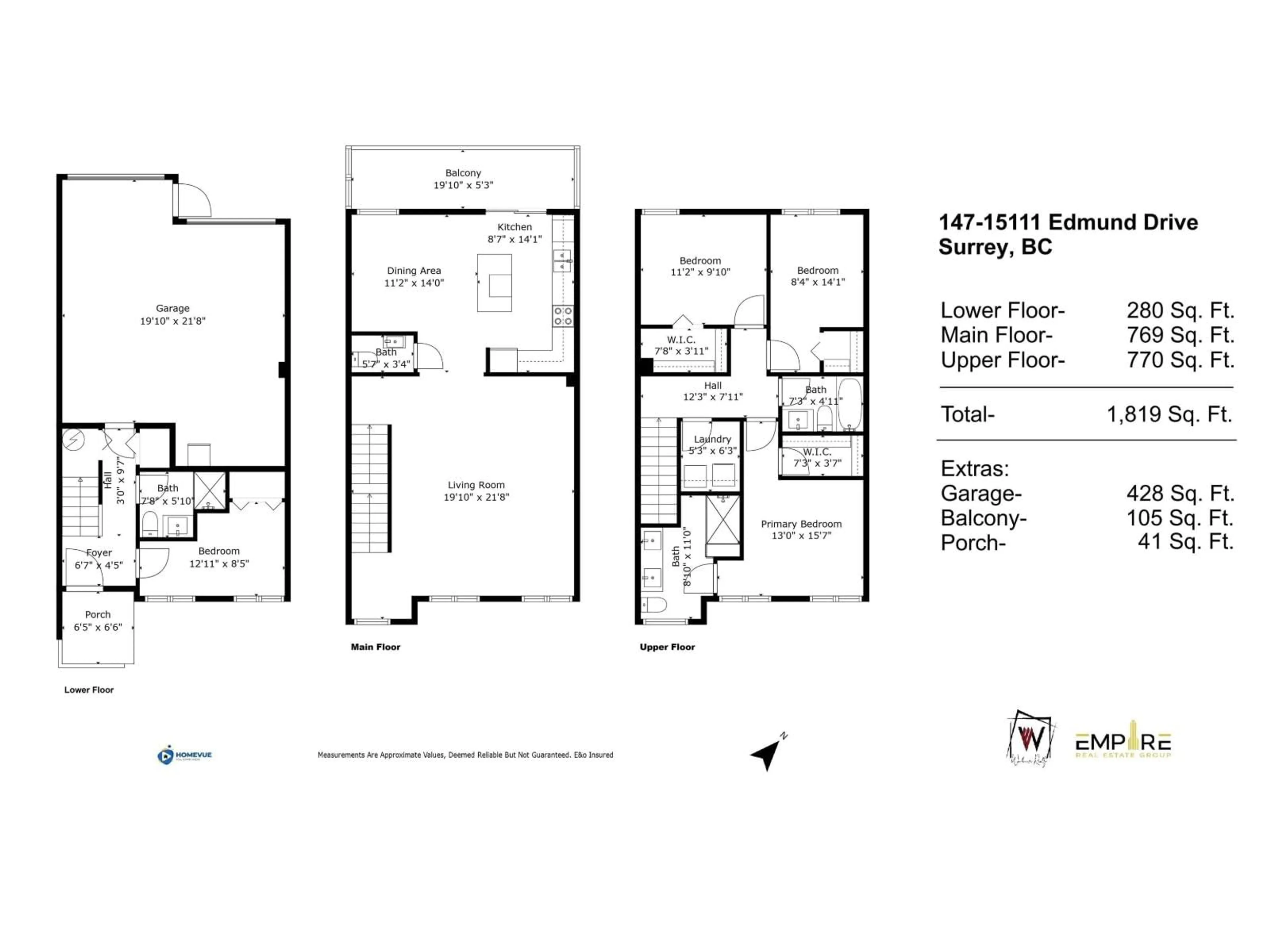 Floor plan for 147 - 15111 EDMUND, Surrey British Columbia V3S0A5