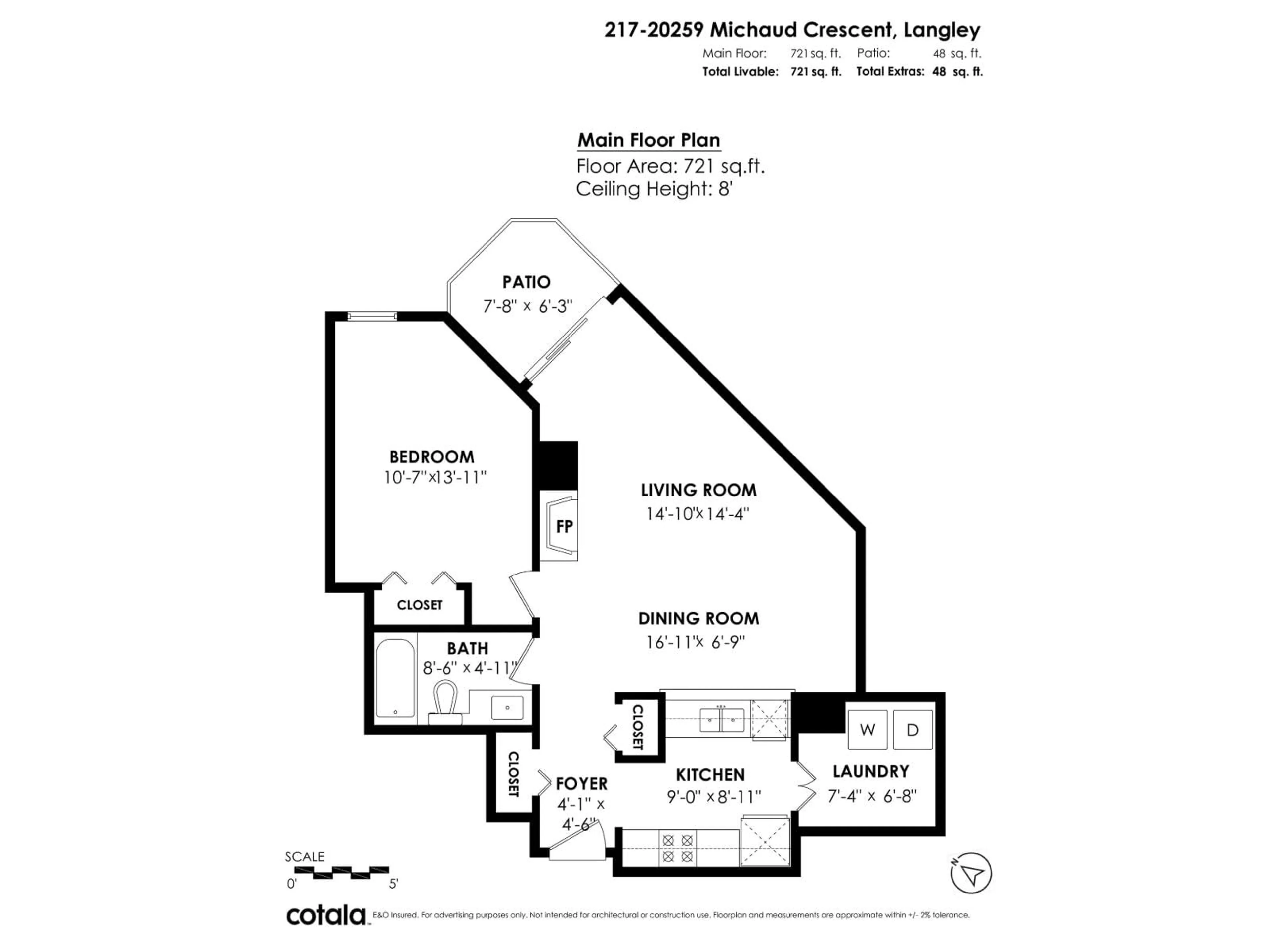 Floor plan for 217 - 20259 MICHAUD, Langley British Columbia V3A8L1