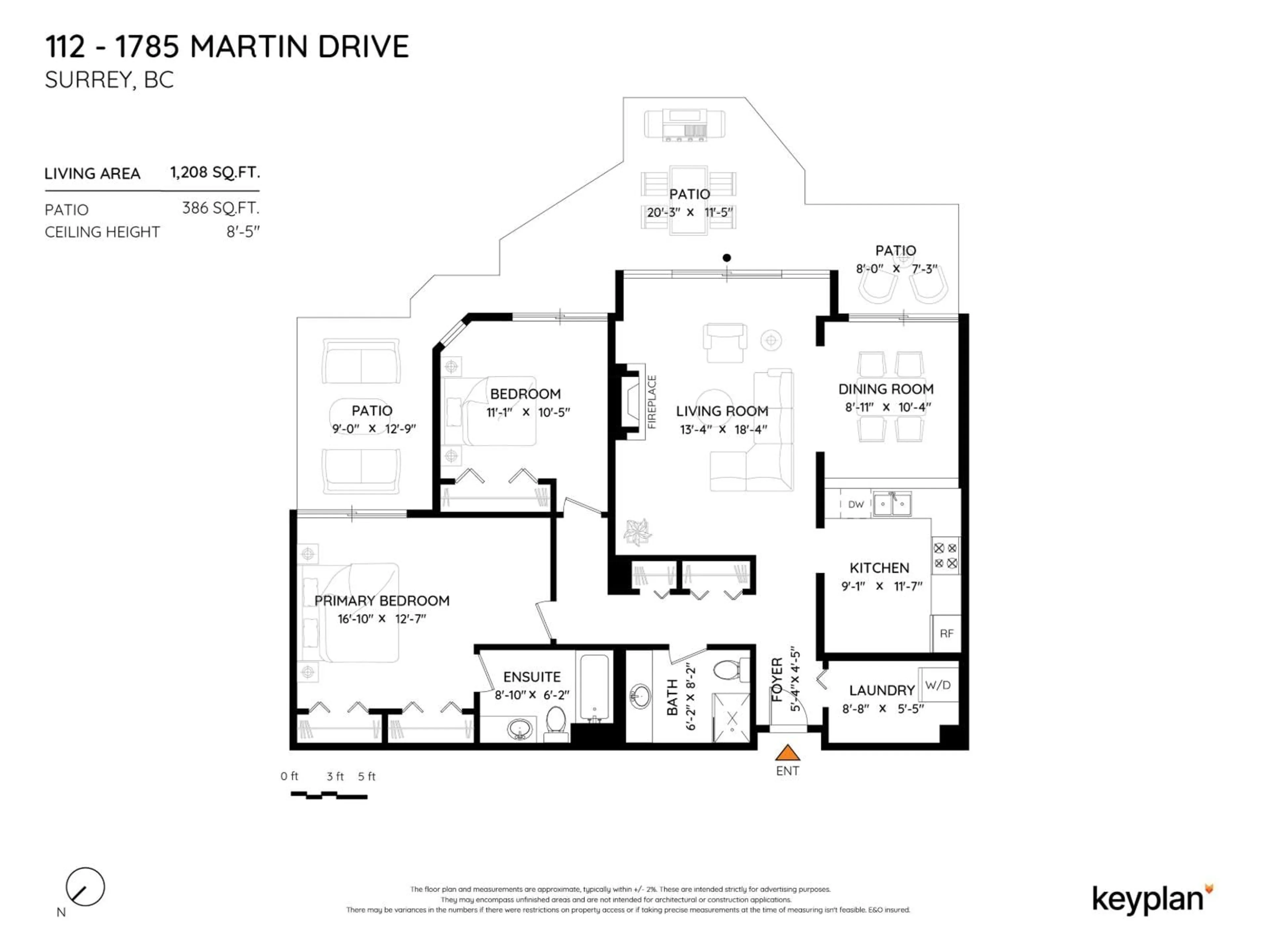Floor plan for 112 - 1785 MARTIN, Surrey British Columbia V4A9T5