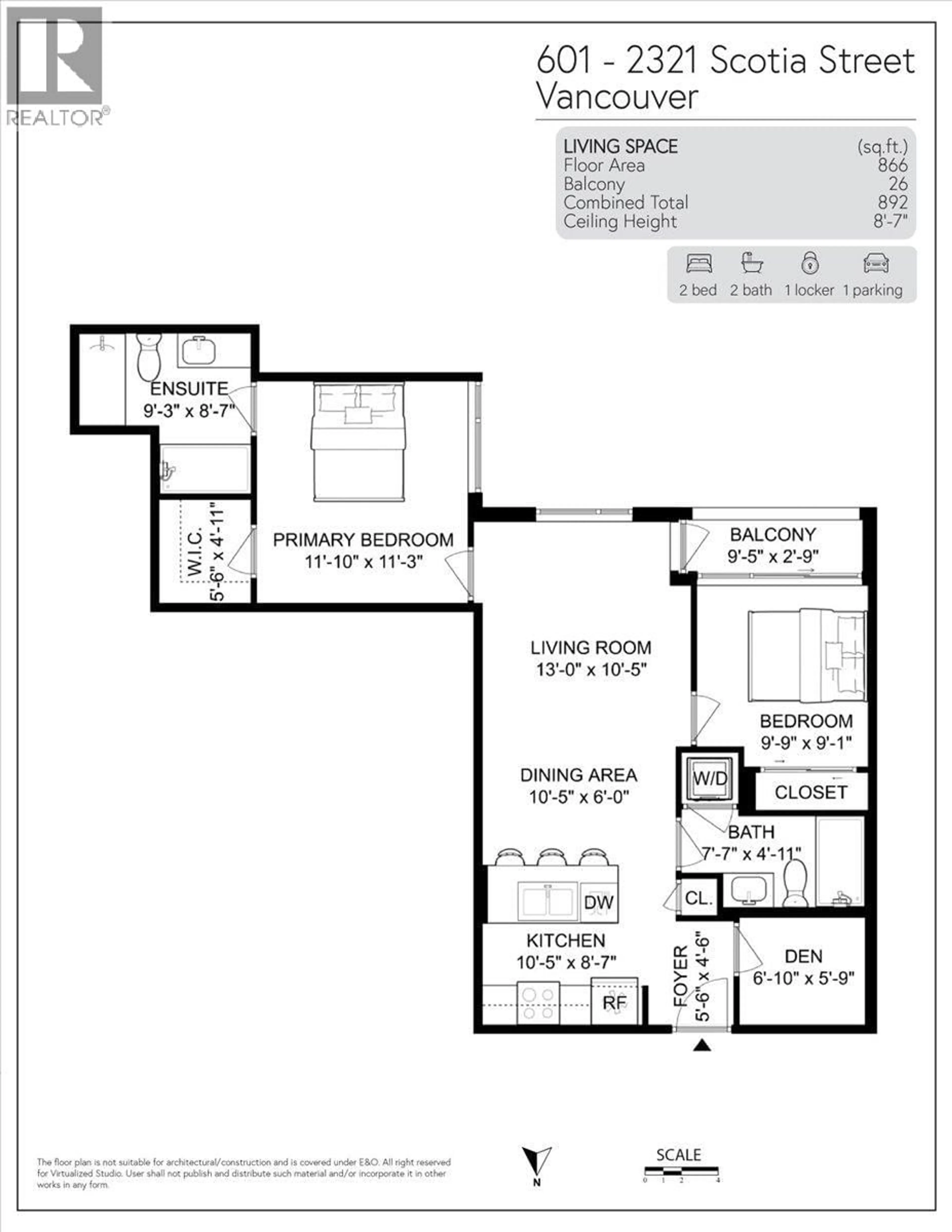 Floor plan for 601 - 2321 SCOTIA STREET, Vancouver British Columbia V5T0A8