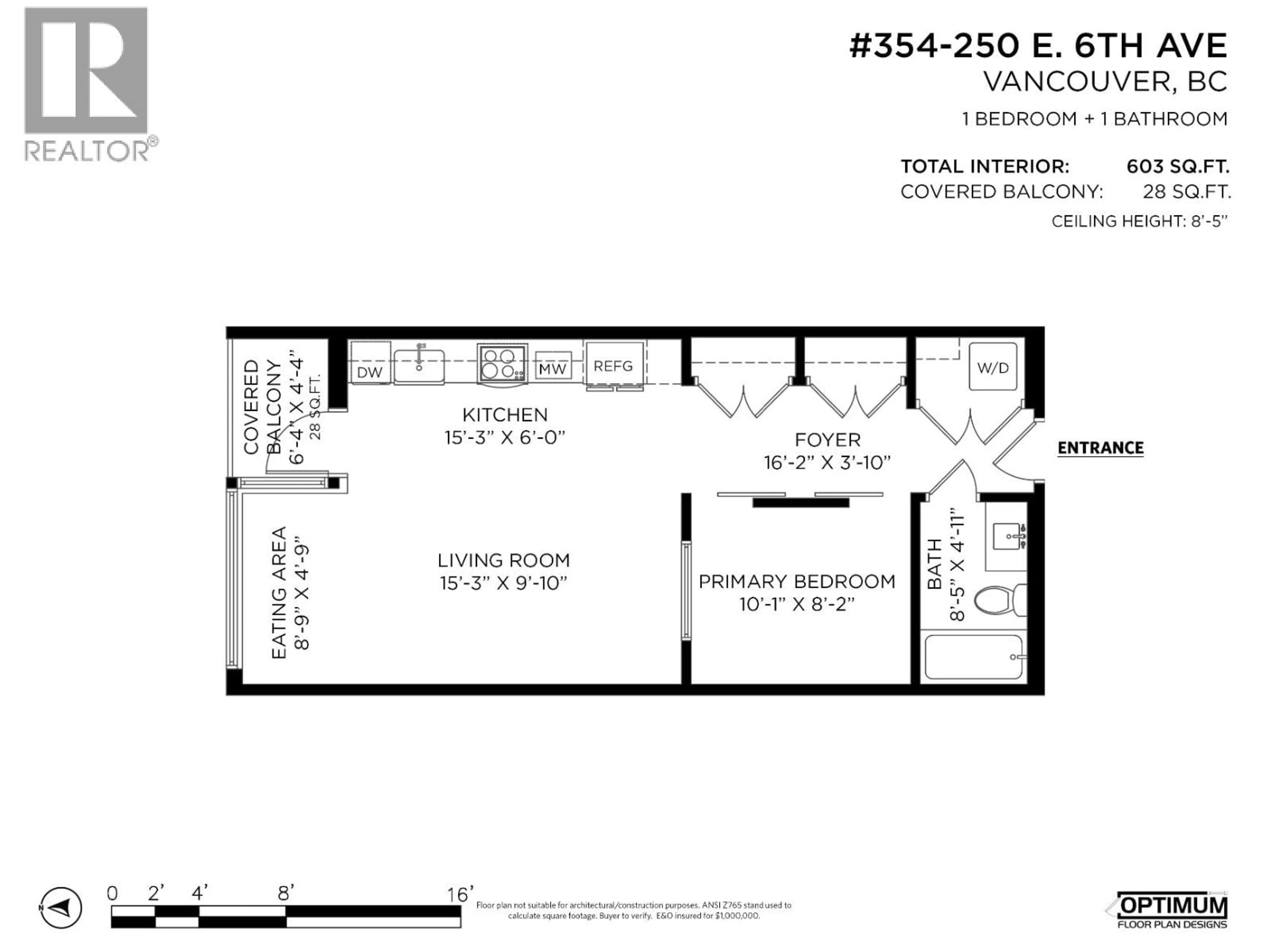 Floor plan for 354 - 250 6 AVENUE, Vancouver British Columbia V5T0B7