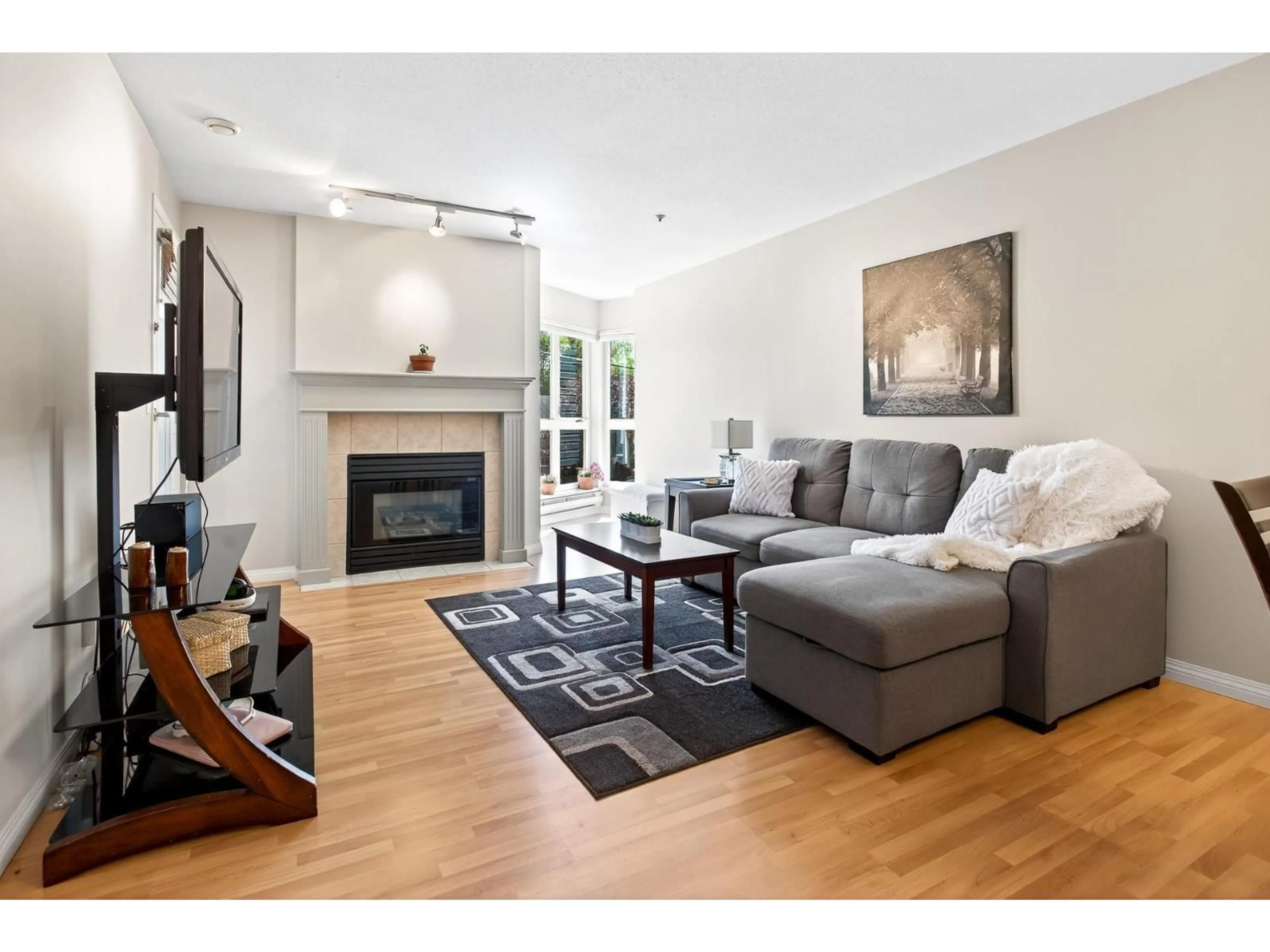Living room with furniture, wood/laminate floor for 201 - 20245 53, Langley British Columbia V3A3V2