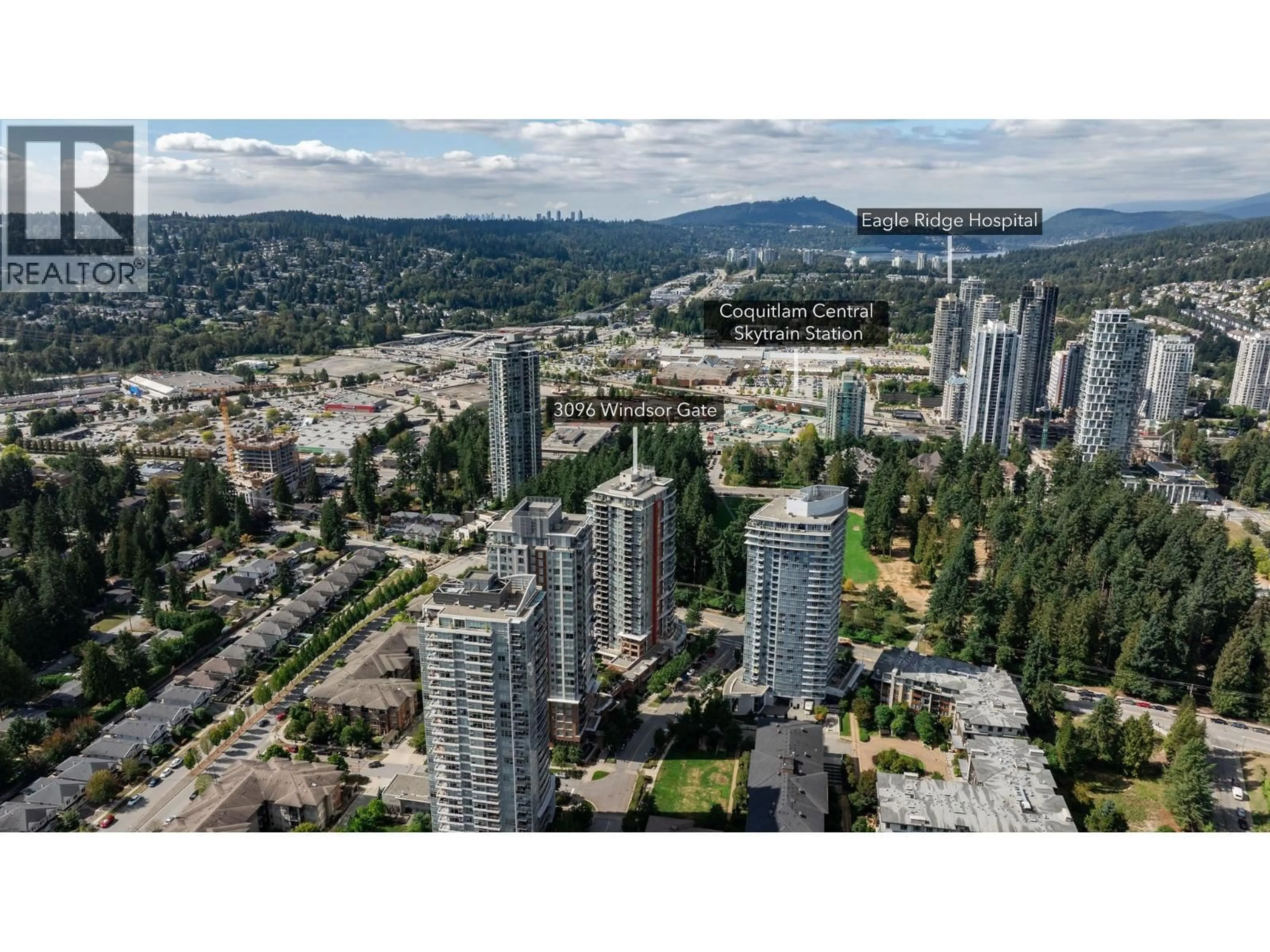 A pic from outside/outdoor area/front of a property/back of a property/a pic from drone, city buildings view from balcony for 1106 - 3096 WINDSOR GATE, Coquitlam British Columbia V3B0P4