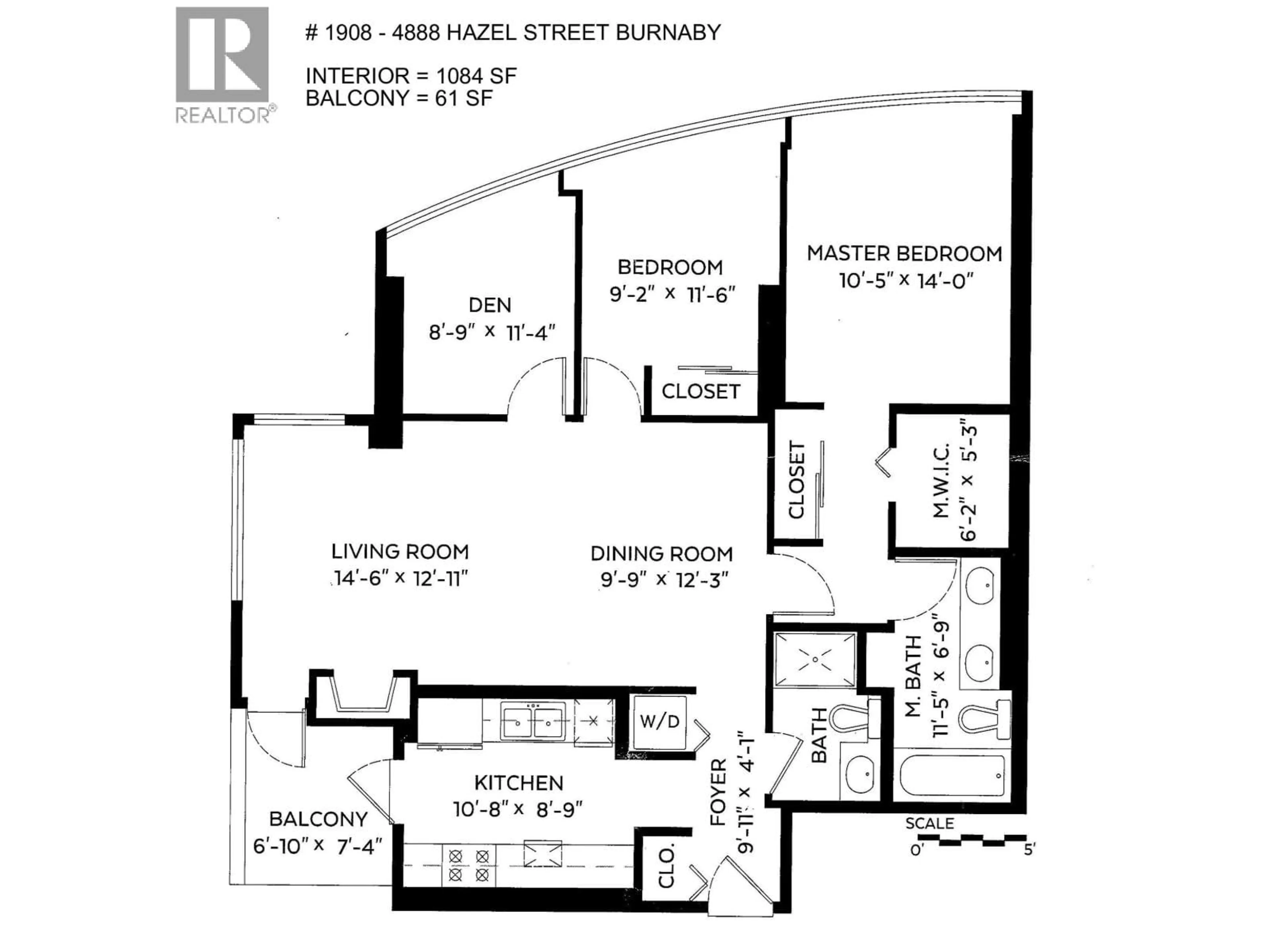 Floor plan for 1908 - 4888 HAZEL STREET, Burnaby British Columbia V5H4T4