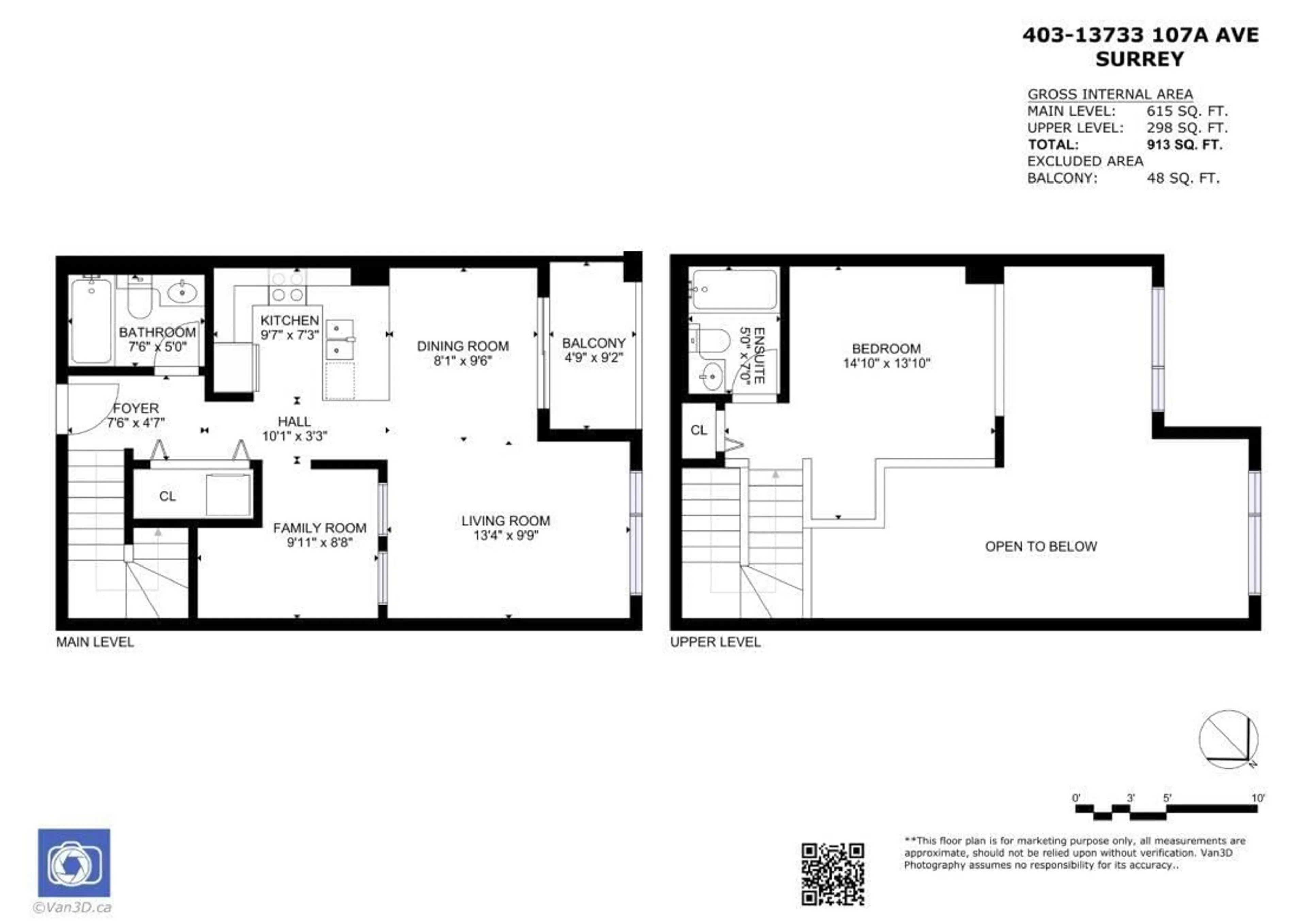 Floor plan for 403 - 13733 107A, Surrey British Columbia V3T0B7