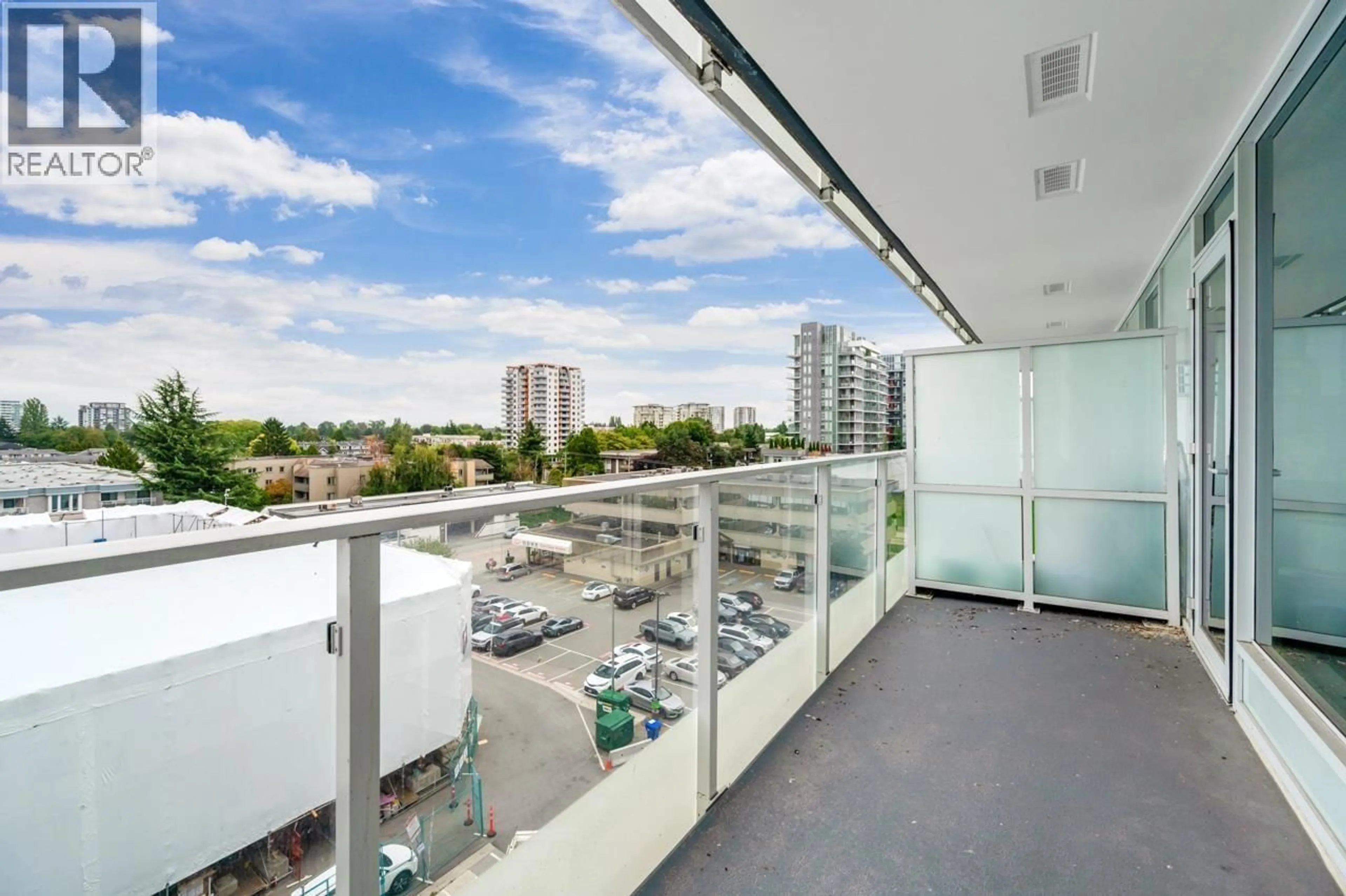 Balcony in the apartment, city buildings view from balcony for 720 - 6328 NO. 3 ROAD, Richmond British Columbia V6Y0L6