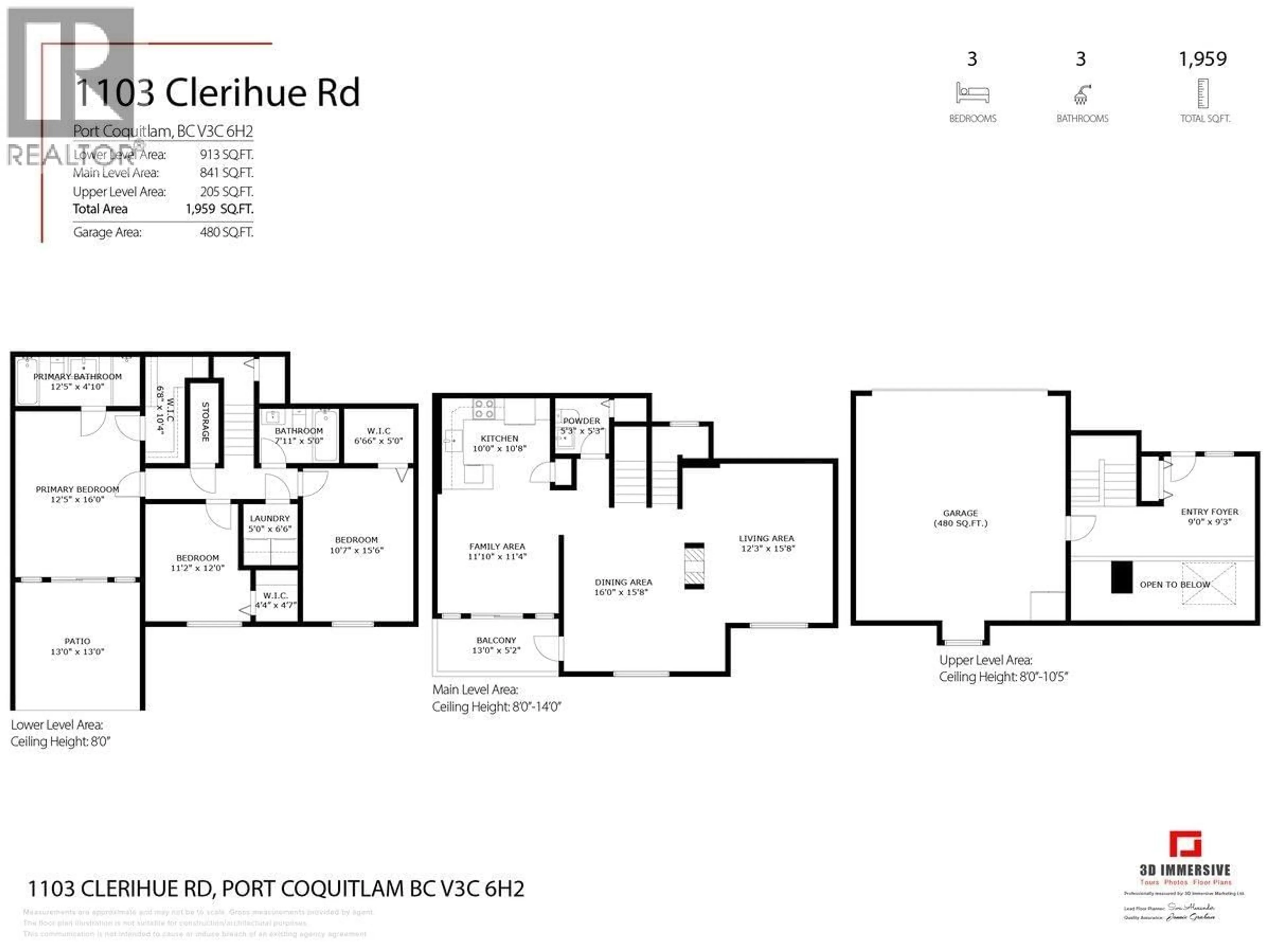 Floor plan for 1103 CLERIHUE ROAD, Port Coquitlam British Columbia V3C6H2
