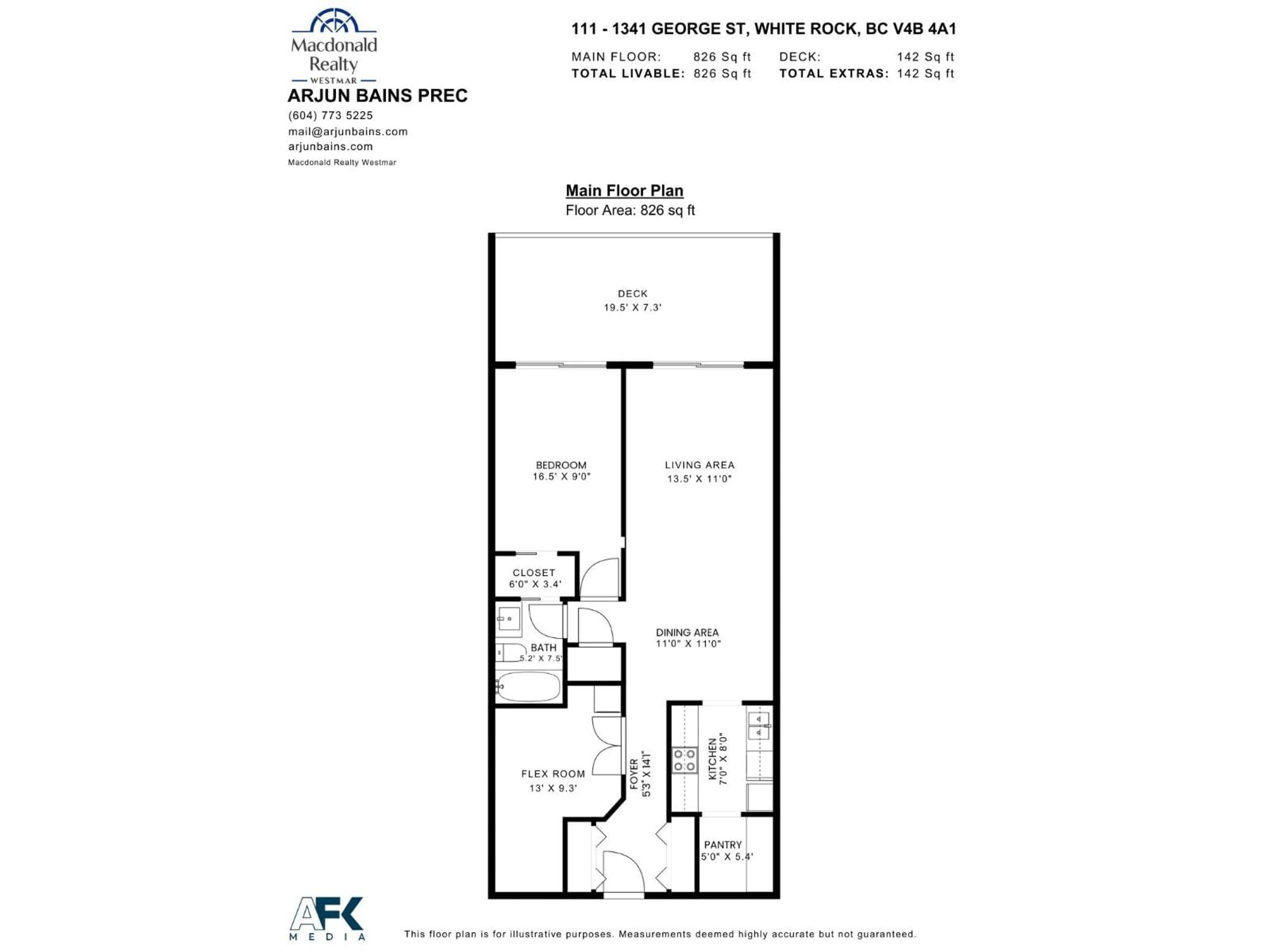 Floor plan for 111 - 1341 GEORGE, White Rock British Columbia V4B4A1