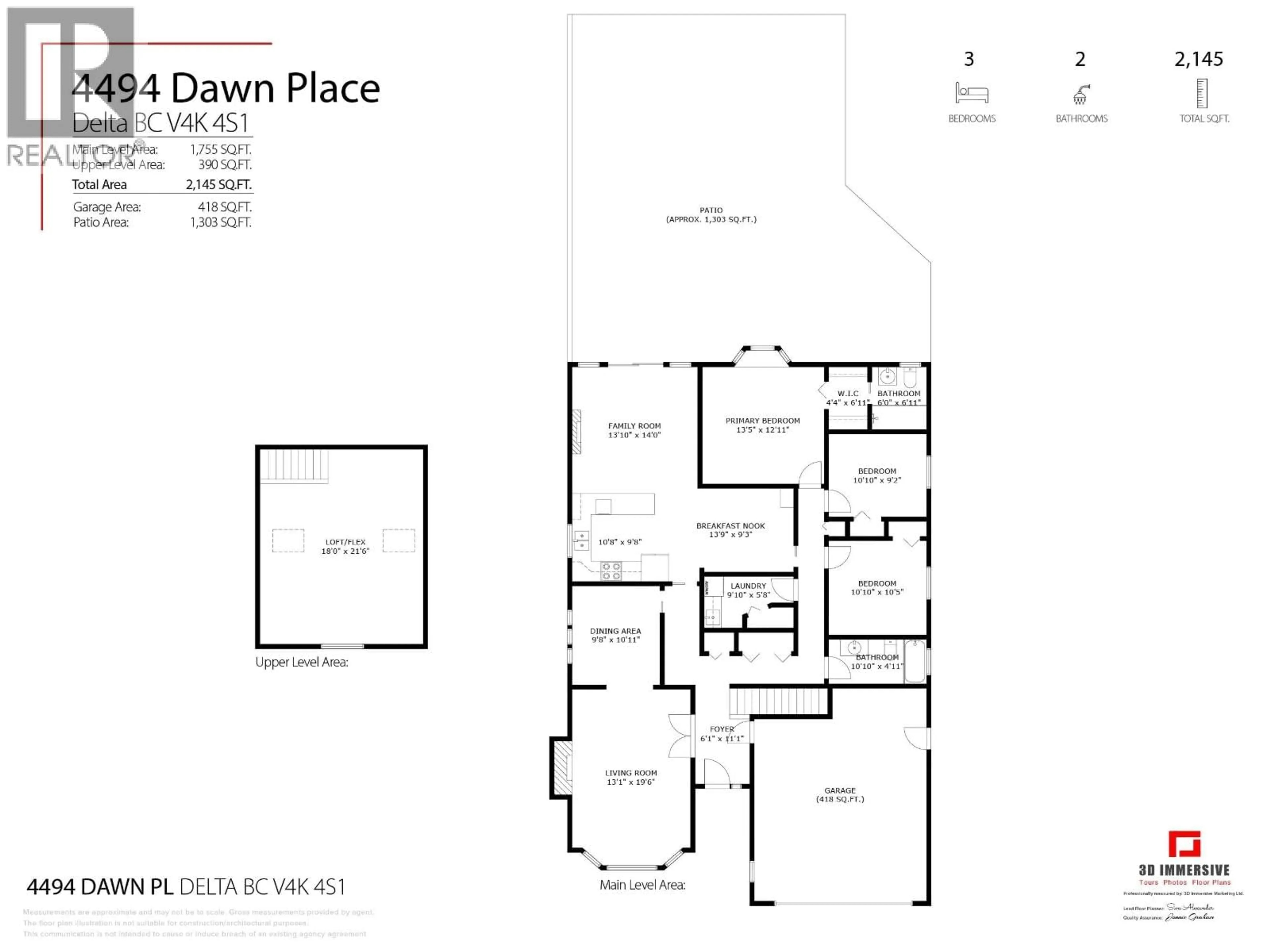 Floor plan for 4494 DAWN PLACE, Delta British Columbia V4K4S1