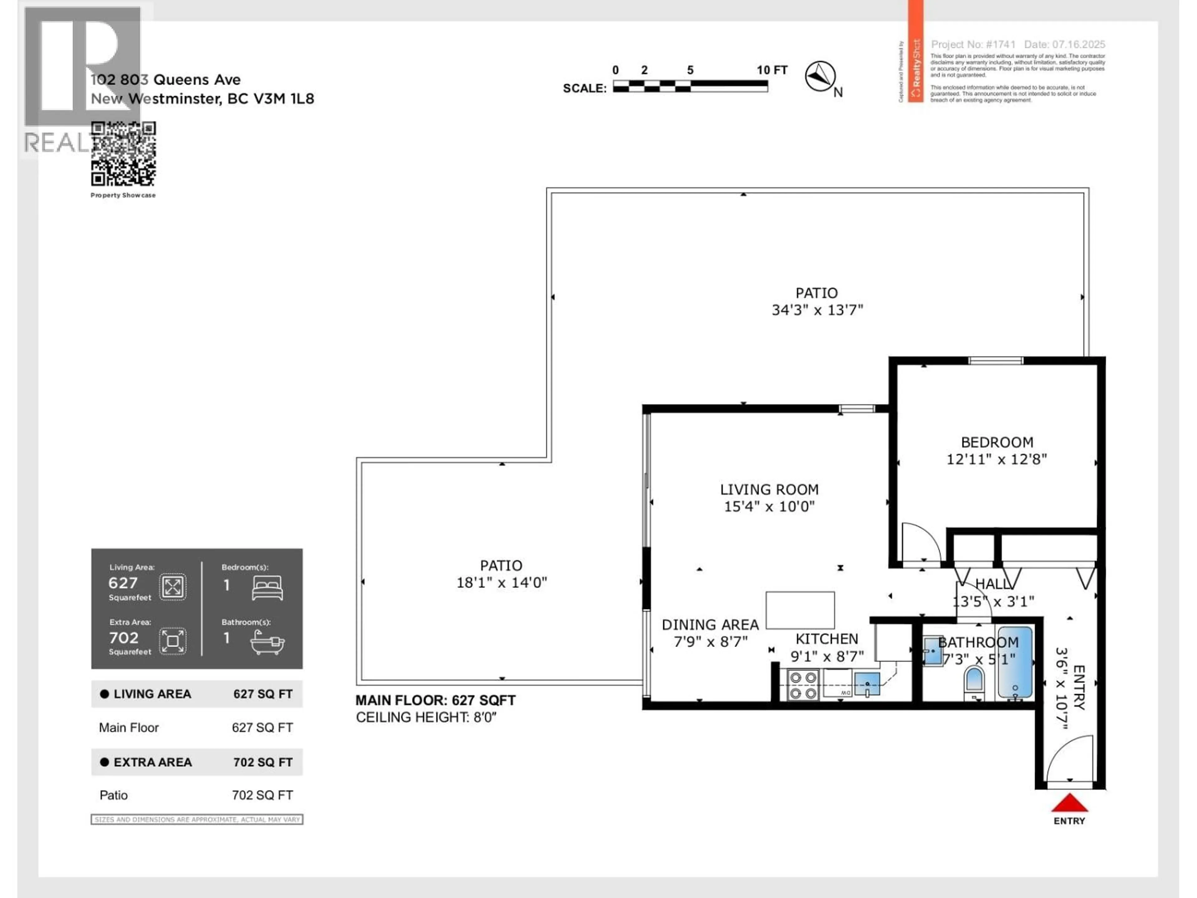 Floor plan for 102 - 803 QUEENS AVENUE, New Westminster British Columbia V3M1L8