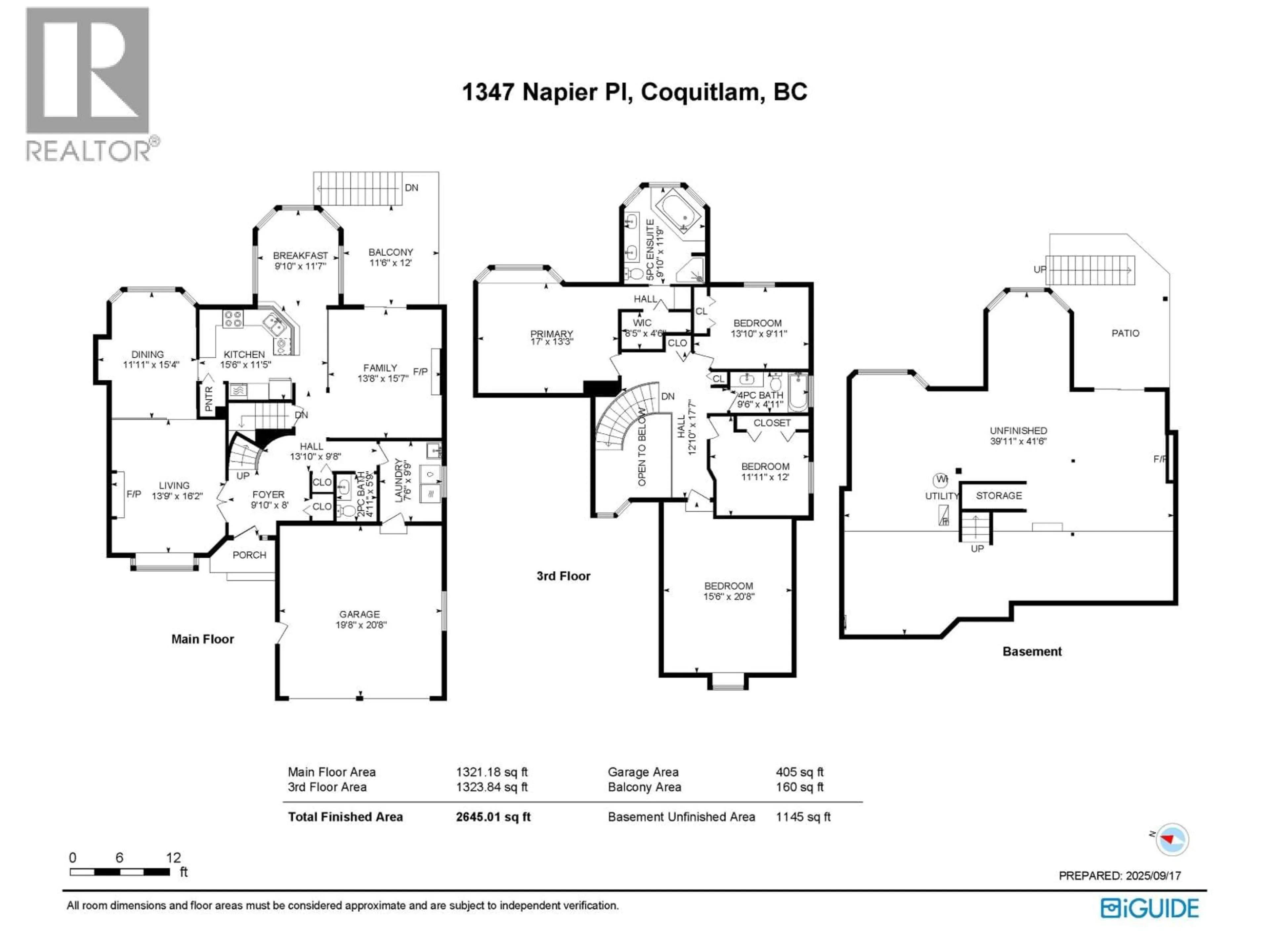 Floor plan for 1347 NAPIER PLACE, Coquitlam British Columbia V3B7A3
