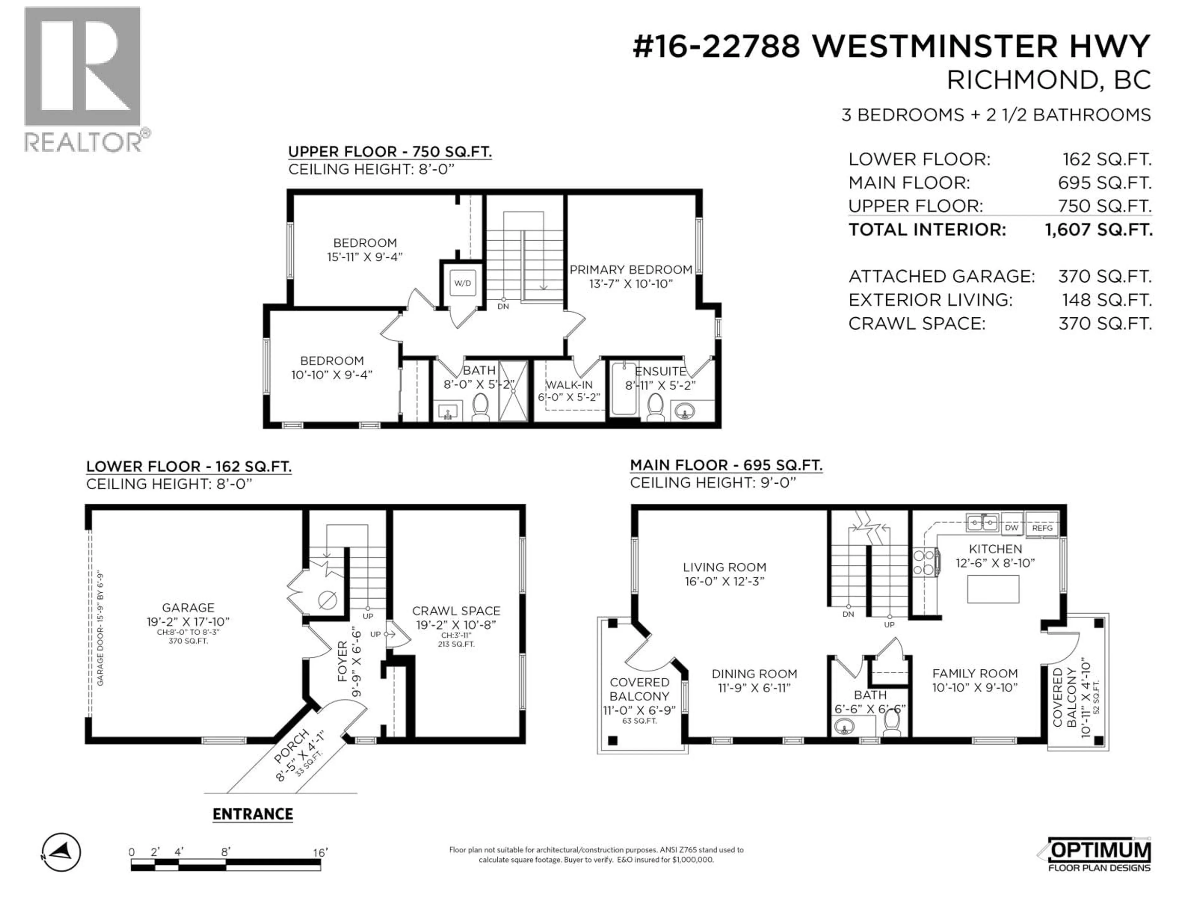 Floor plan for 16 - 22788 WESTMINSTER HIGHWAY, Richmond British Columbia V6V0B1
