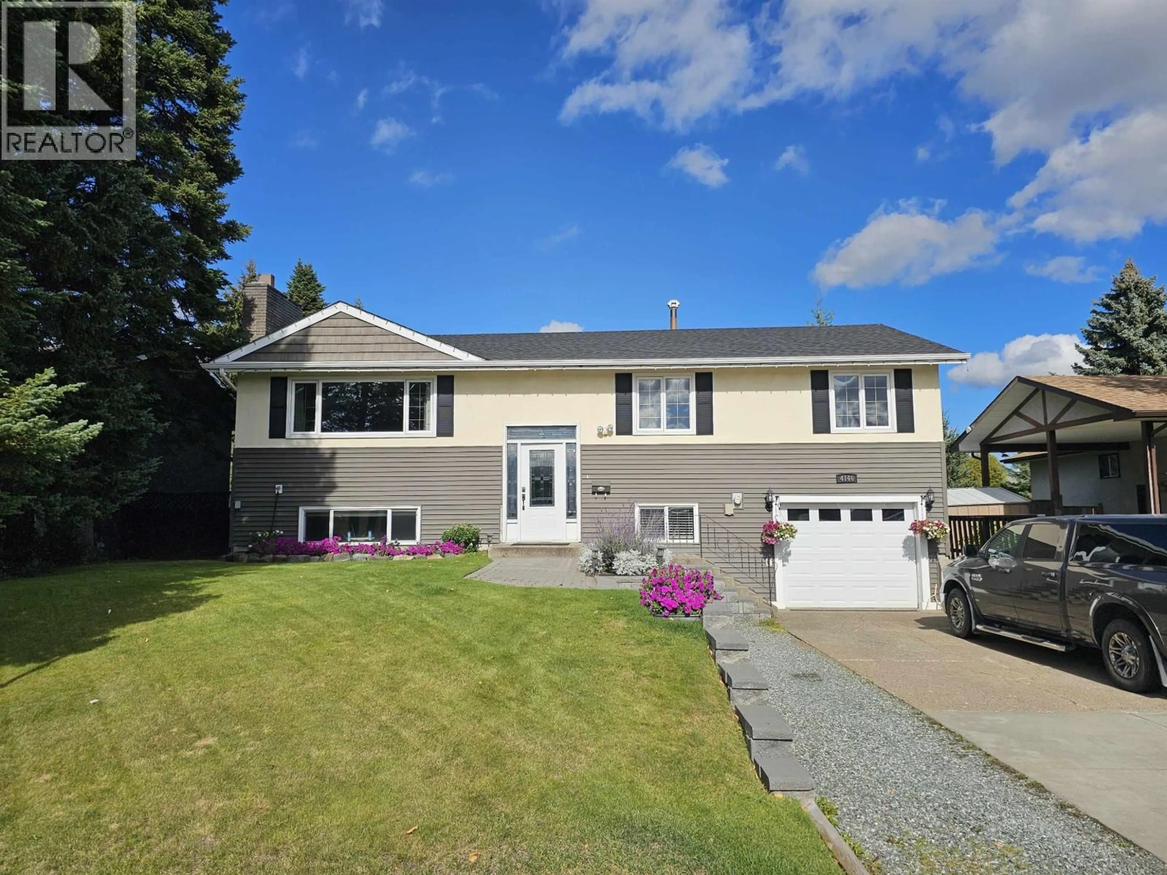 Home with vinyl exterior material, street for 4146 RAINBOW DRIVE, Prince George British Columbia V2M3W4