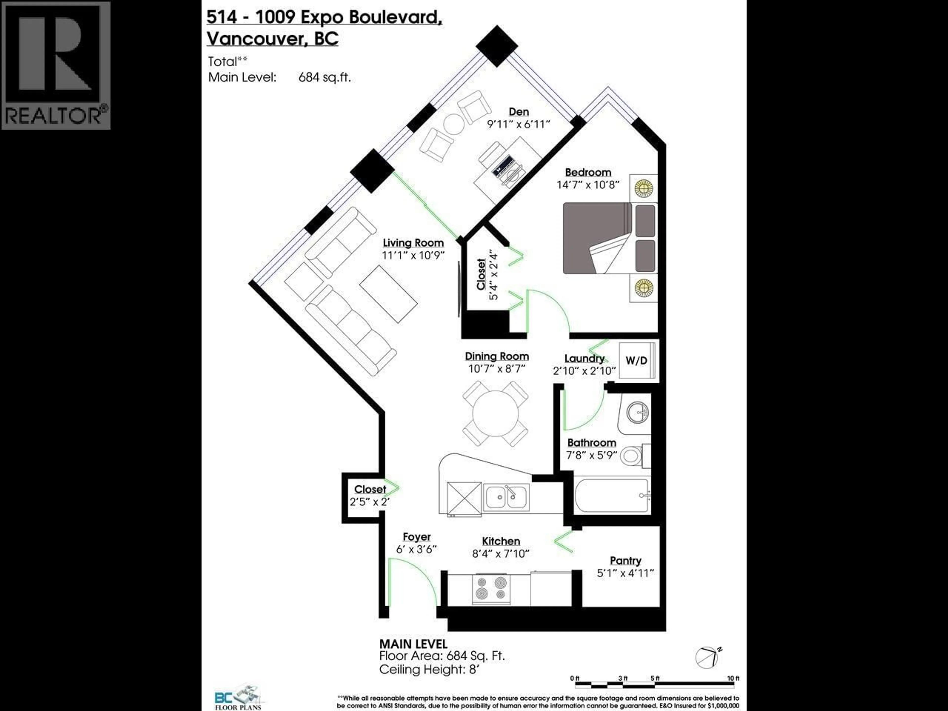 Floor plan for 501 - 1009 EXPO BOULEVARD, Vancouver British Columbia V6Z2V9