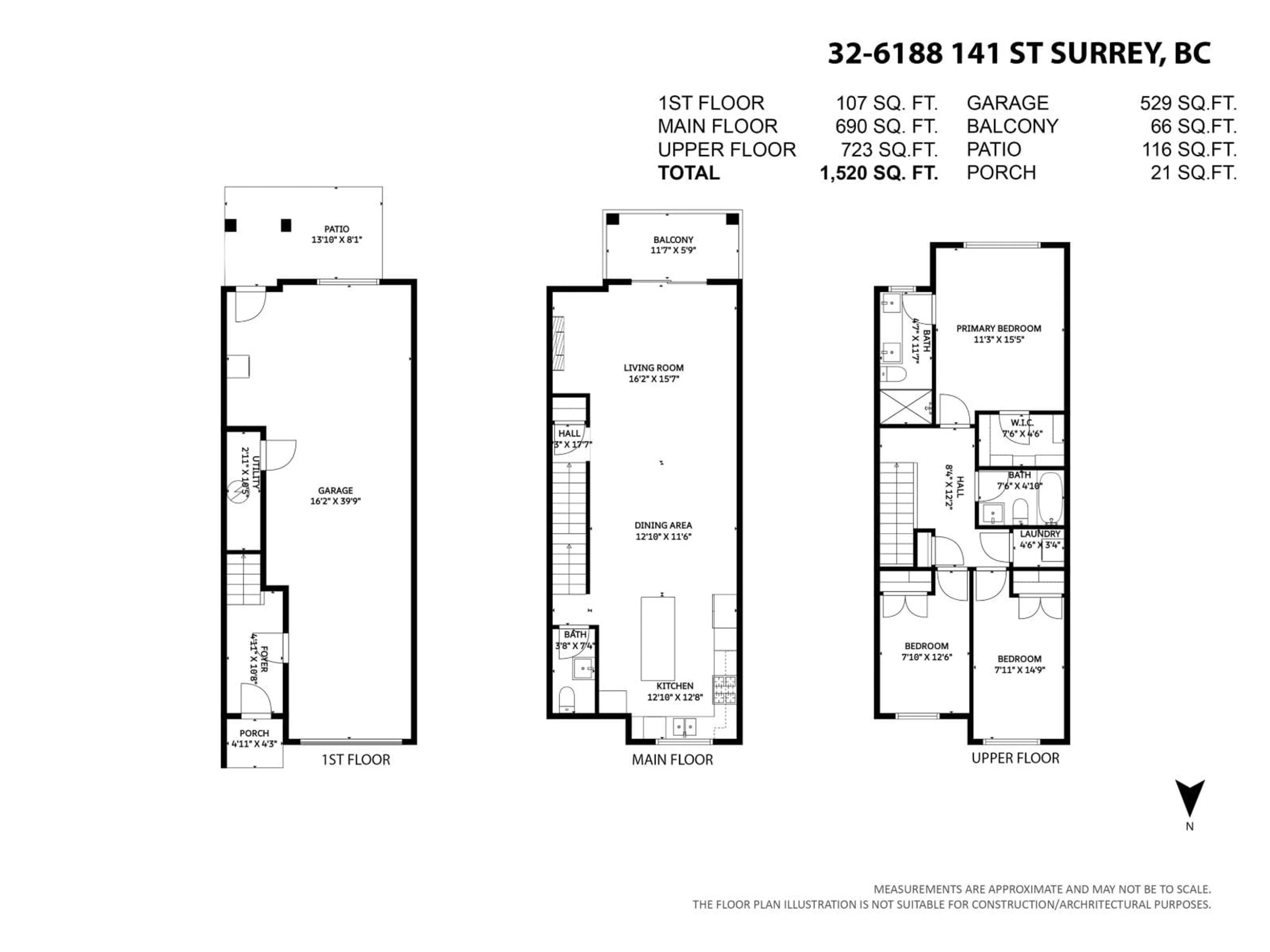 Floor plan for 32 - 6188 141, Surrey British Columbia V3X0J7